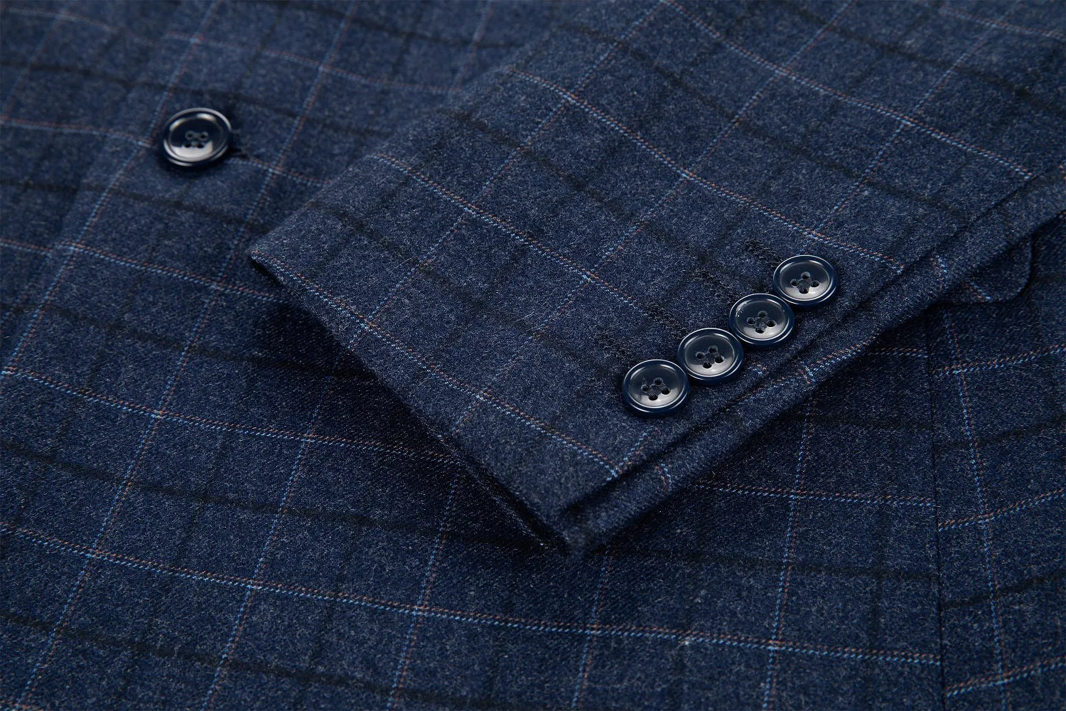 Navy Plaid Men's 3 Piece Suits