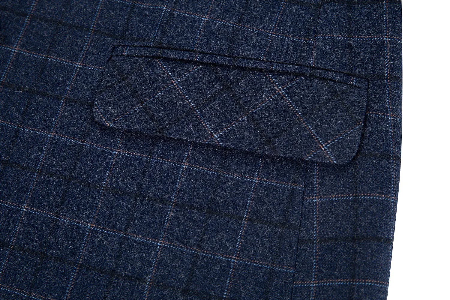 Navy Plaid Men's 3 Piece Suits