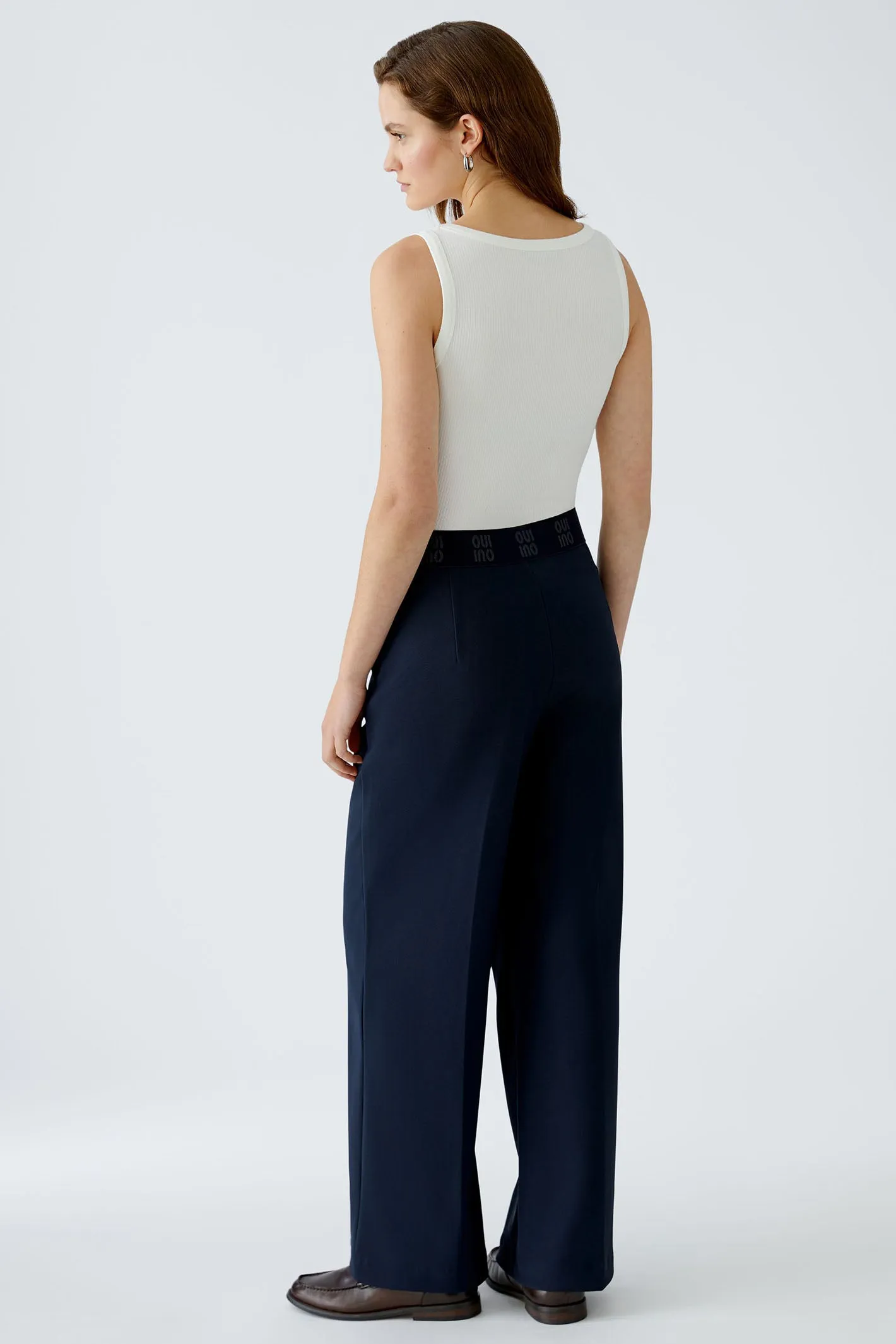 Oui 91737 Dark Blue Pull-On Trousers