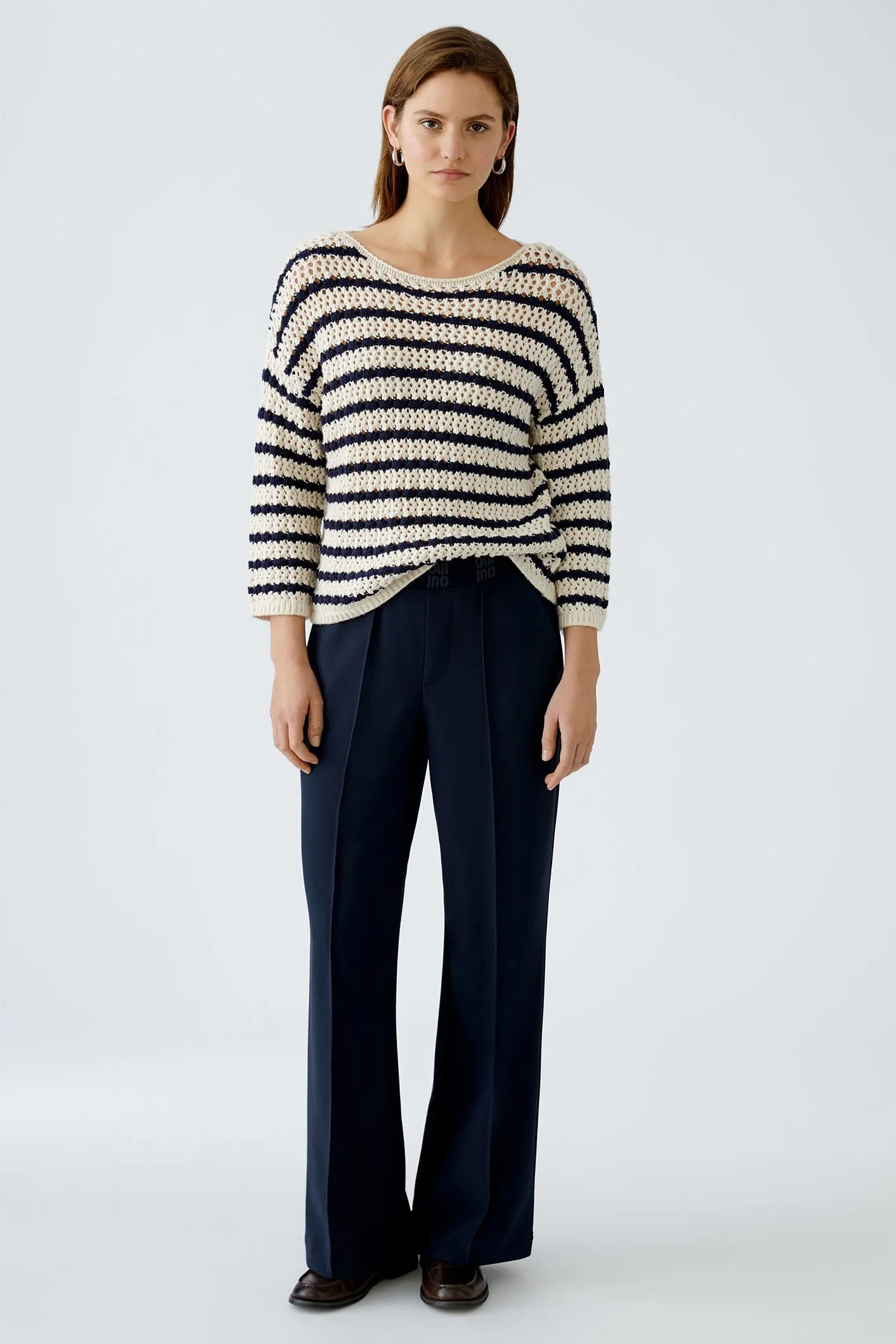 Oui 91737 Dark Blue Pull-On Trousers