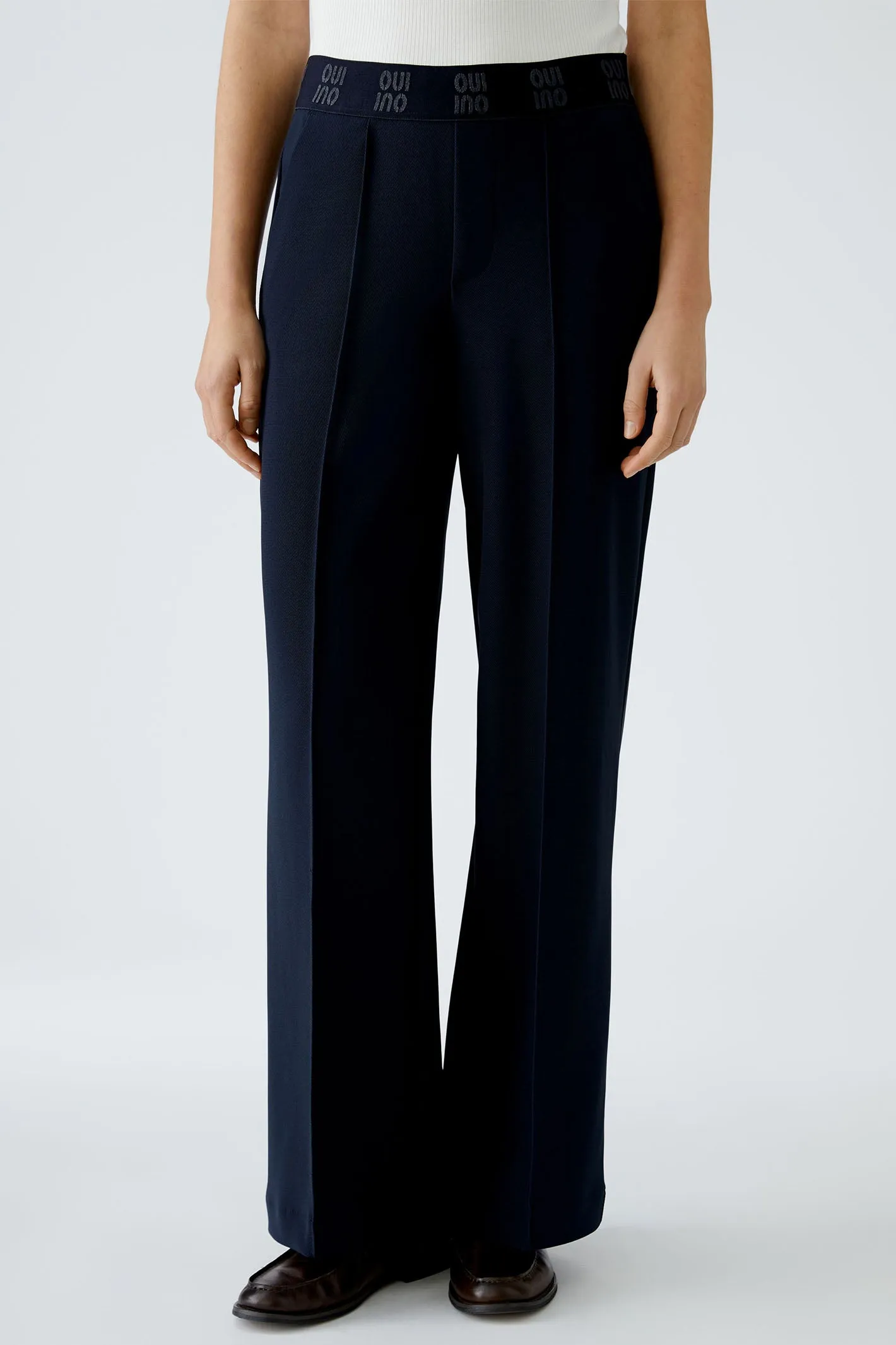 Oui 91737 Dark Blue Pull-On Trousers