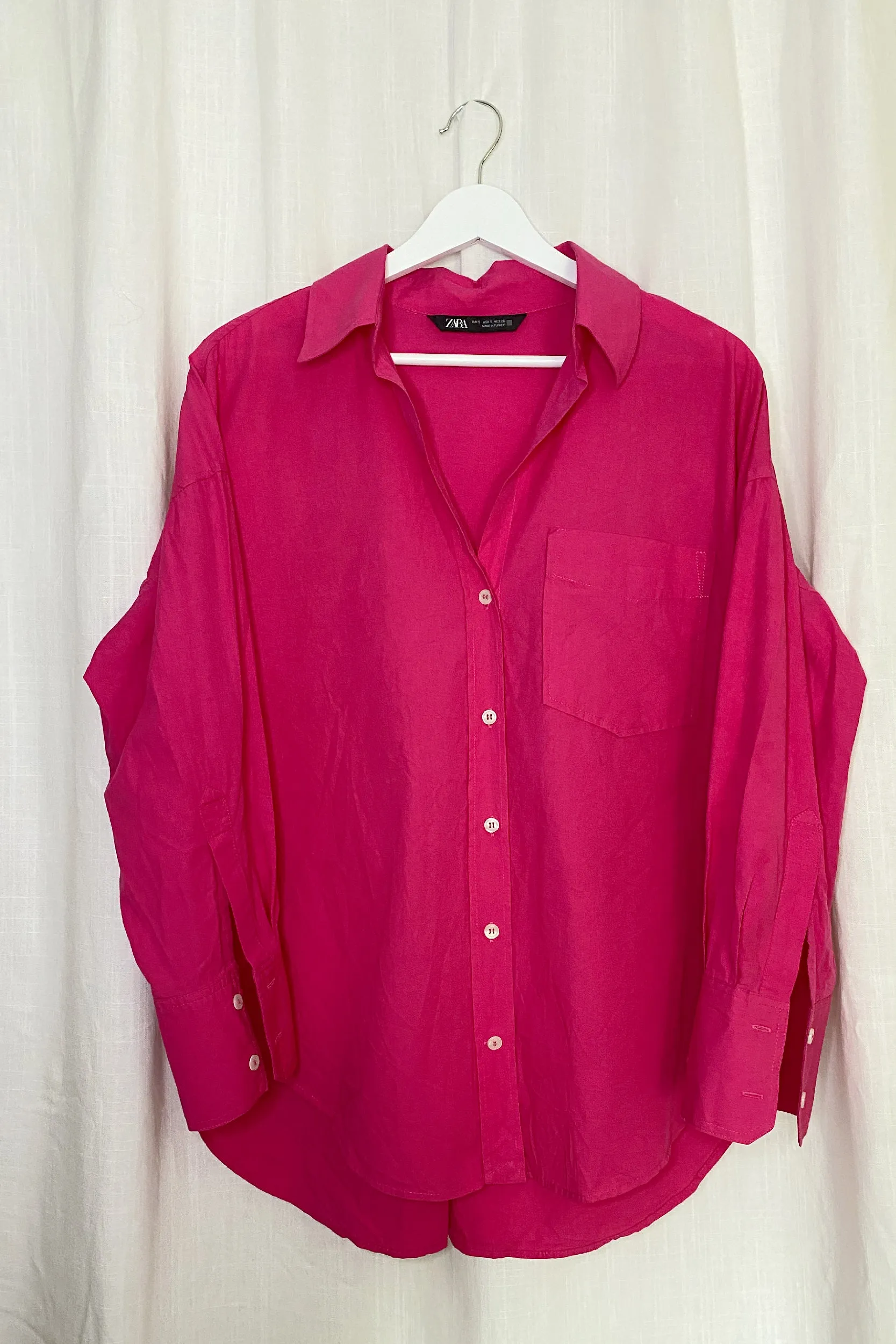 OVERSIZED VIBRANT PINK COTTON SHIRT
