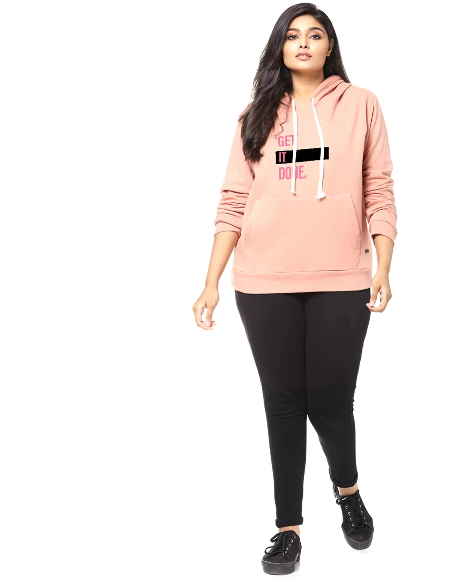 Peach "Get It Done" Kangaroo Pocket Sweatshirt | Peach
