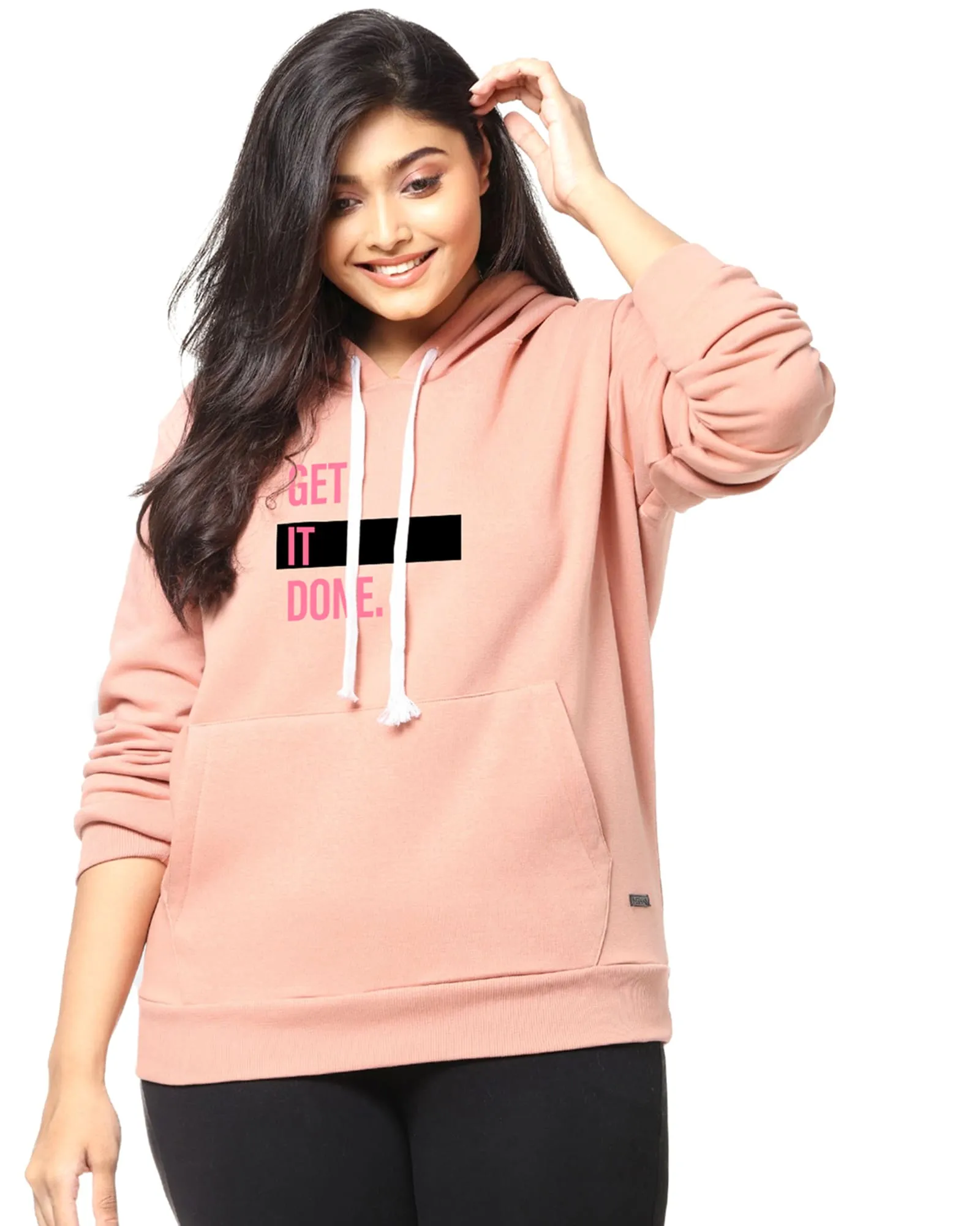 Peach "Get It Done" Kangaroo Pocket Sweatshirt | Peach