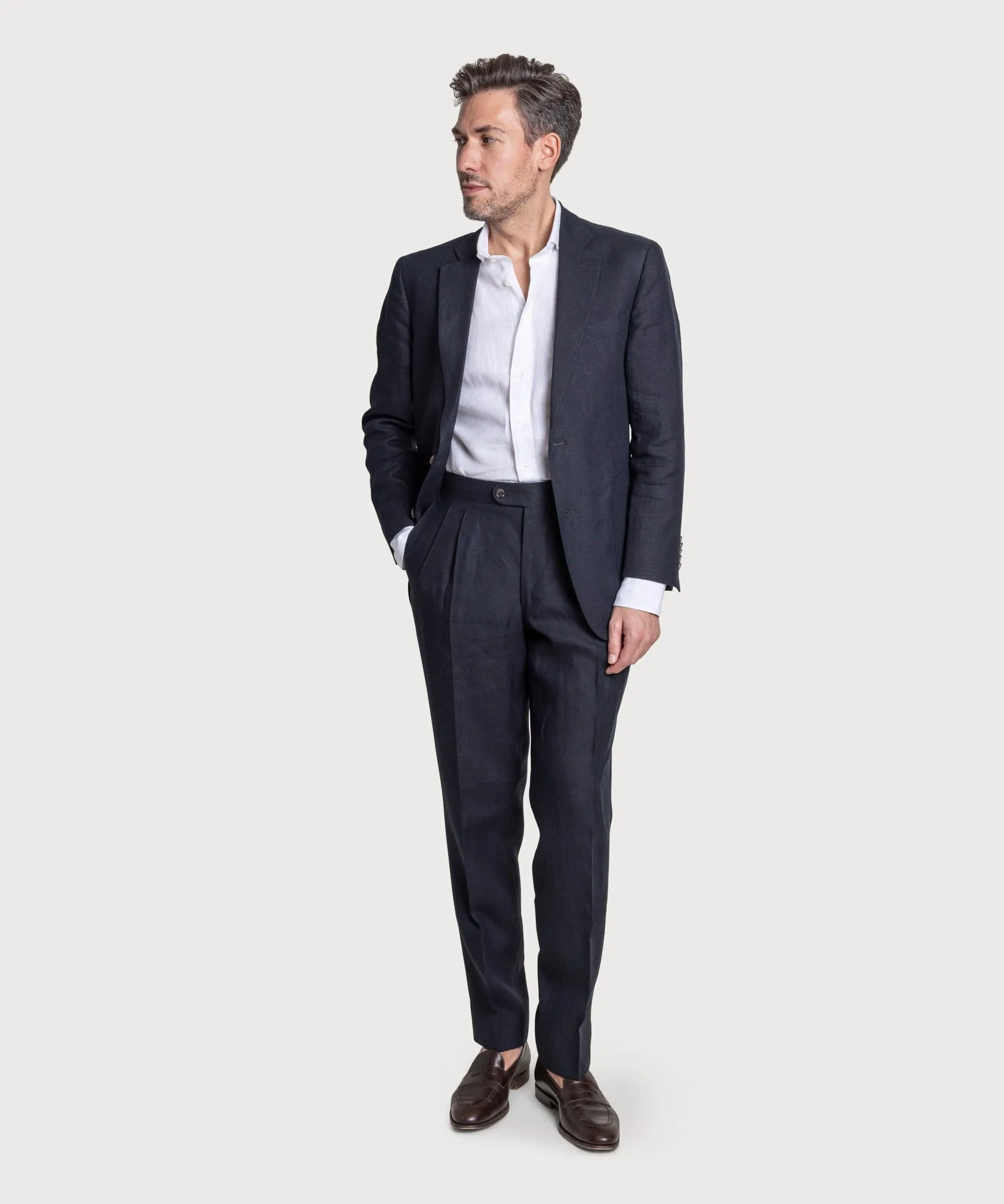 Pleated Linen Dinner Trousers