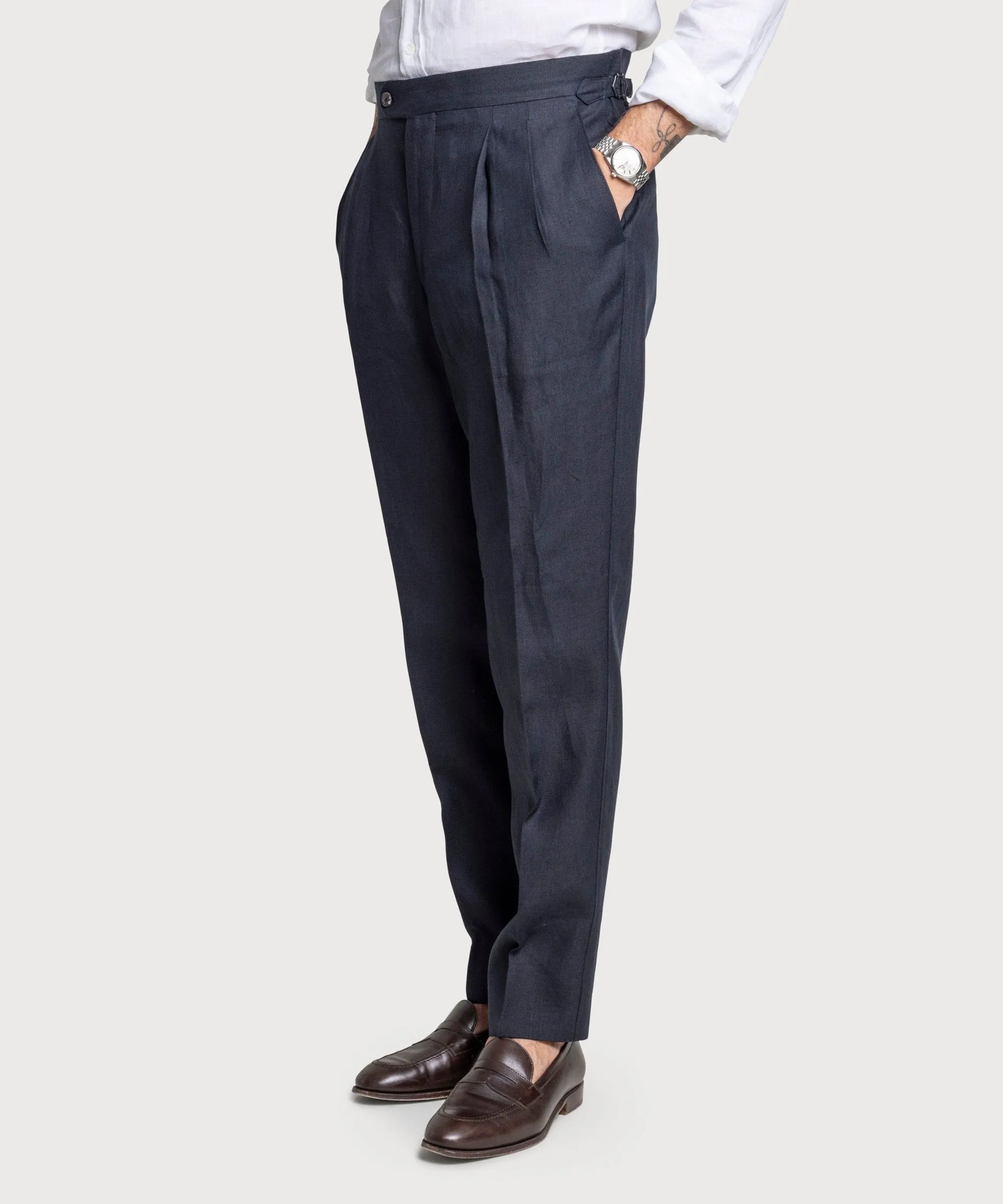 Pleated Linen Dinner Trousers