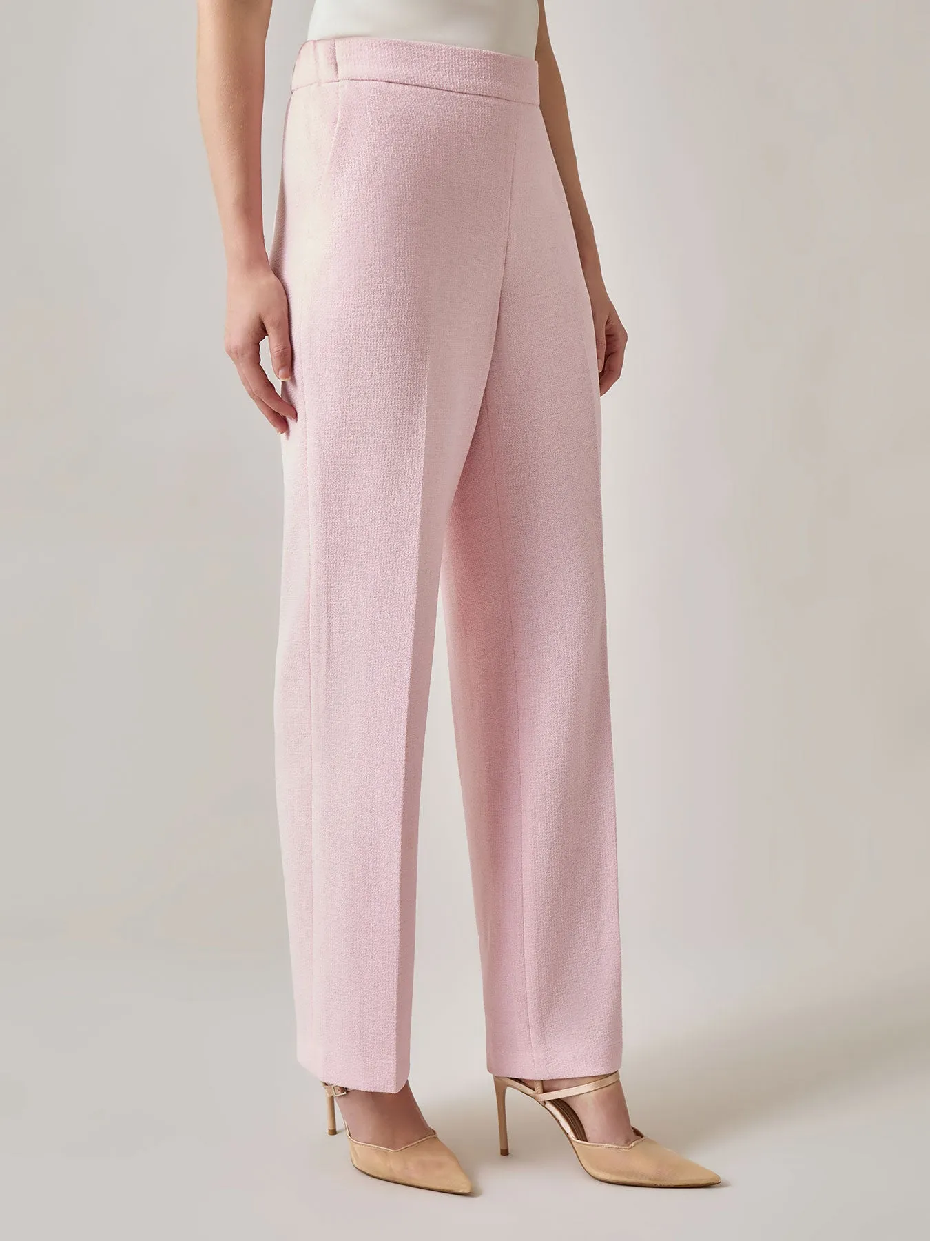 Plus Pull-On Trousers, Melange Crepe