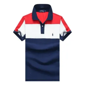 PRL Striped Cotton Small Pony Mesh Polo Shirt