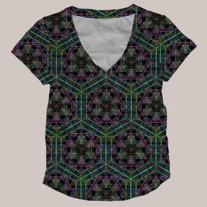 Psychedelic V-Neck Shirt (UV/RGB, Eco-Friendly, Womens) | HYPERGEOMETRY
