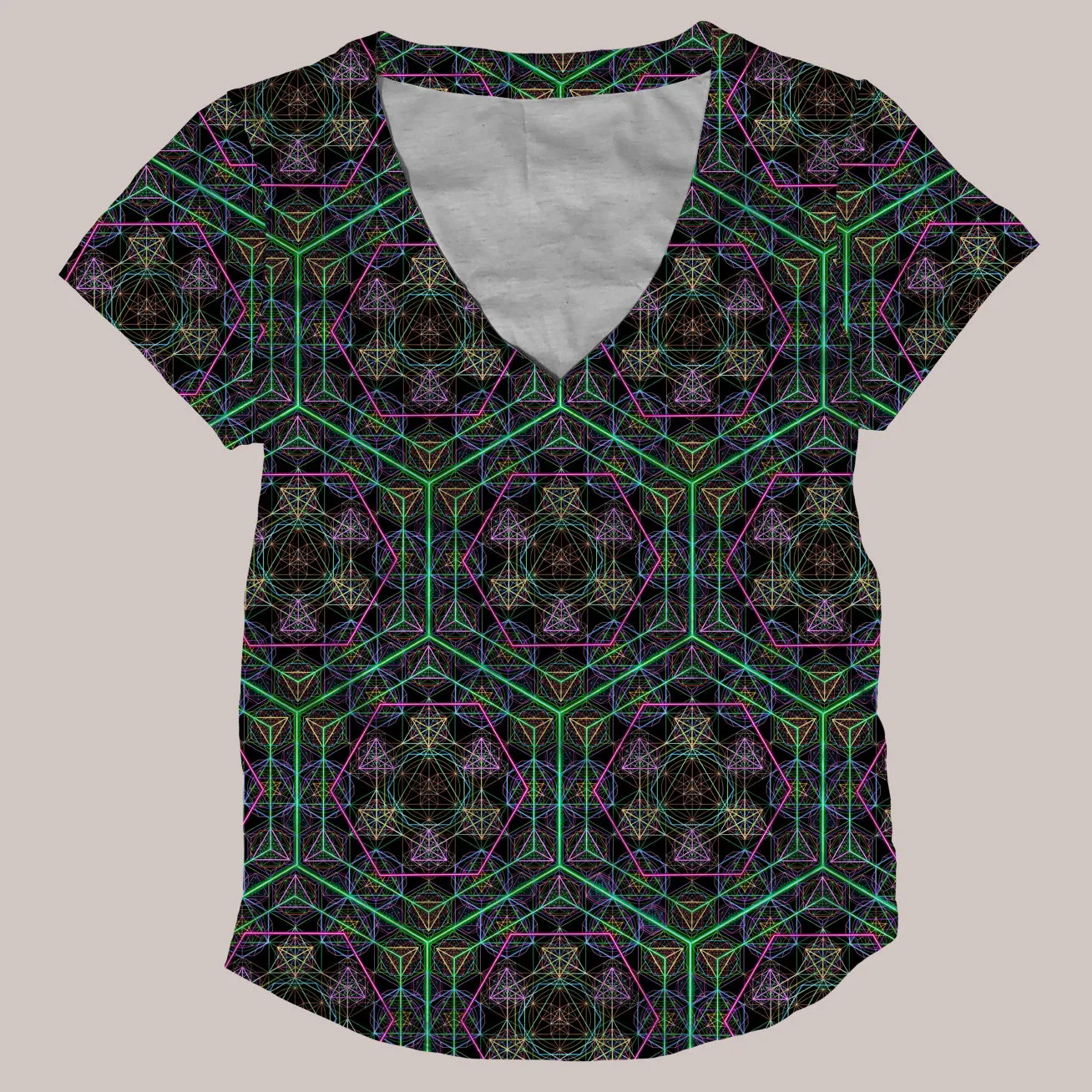Psychedelic V-Neck Shirt (UV/RGB, Eco-Friendly, Womens) | HYPERGEOMETRY