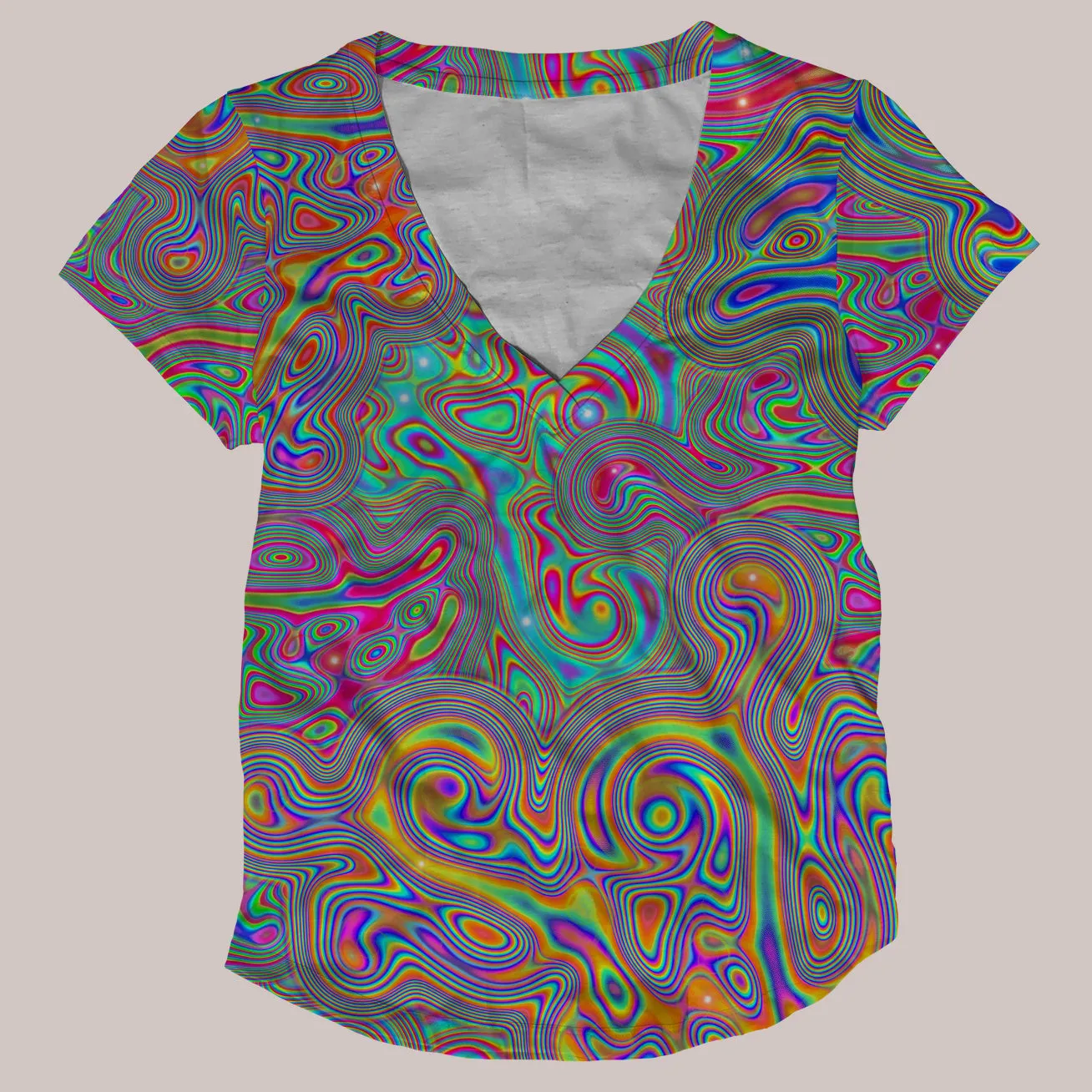Psychedelic V-Neck Shirt (UV/RGB, Eco-Friendly, Womens) | LIQUISYRGIC