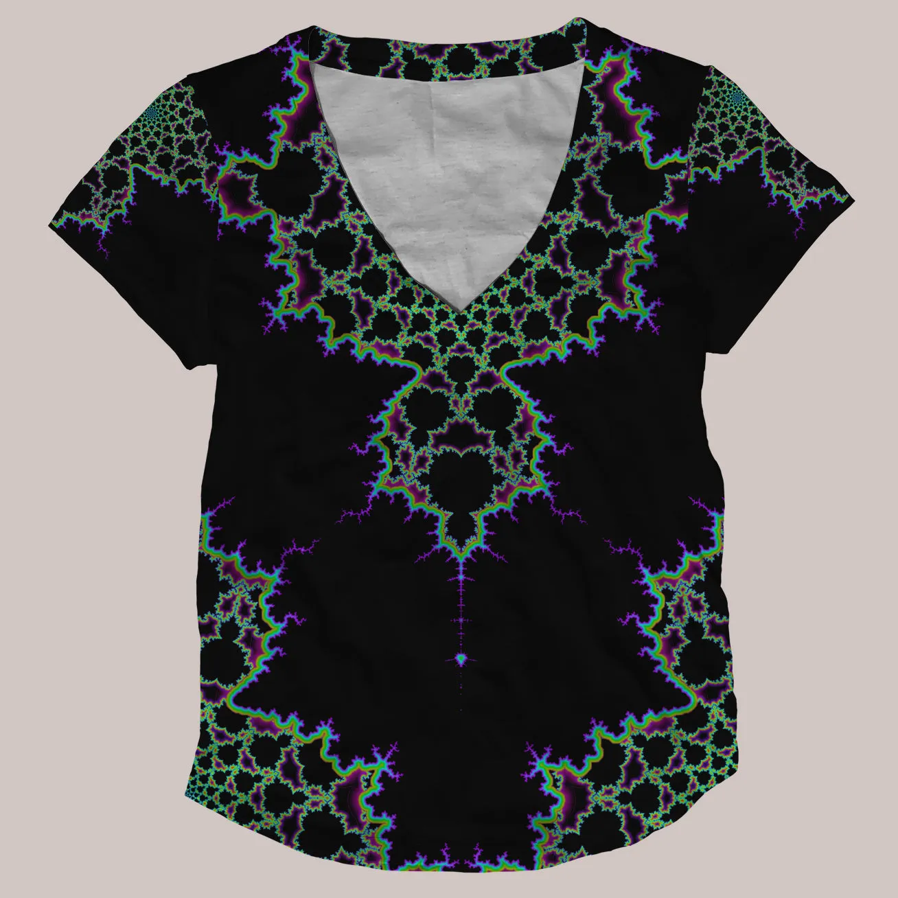 Psychedelic V-Neck Shirt (UV/RGB, Eco-Friendly, Womens) | MANDELBLOT