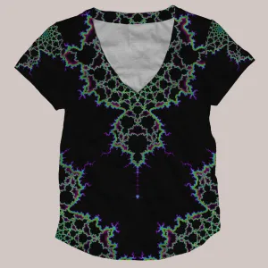 Psychedelic V-Neck Shirt (UV/RGB, Eco-Friendly, Womens) | MANDELBLOT