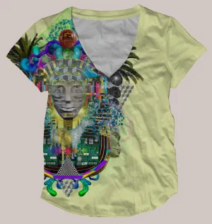 Psychedelic V-Neck Shirt (UV/RGB, Eco-Friendly, Womens) | NEUROPARADISE - PSYDE