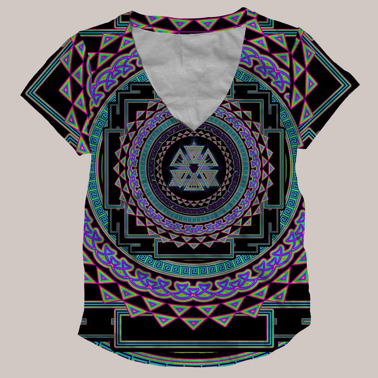 Psychedelic V-Neck Shirt (UV/RGB, Eco-Friendly, Womens) | PSY YANTRA
