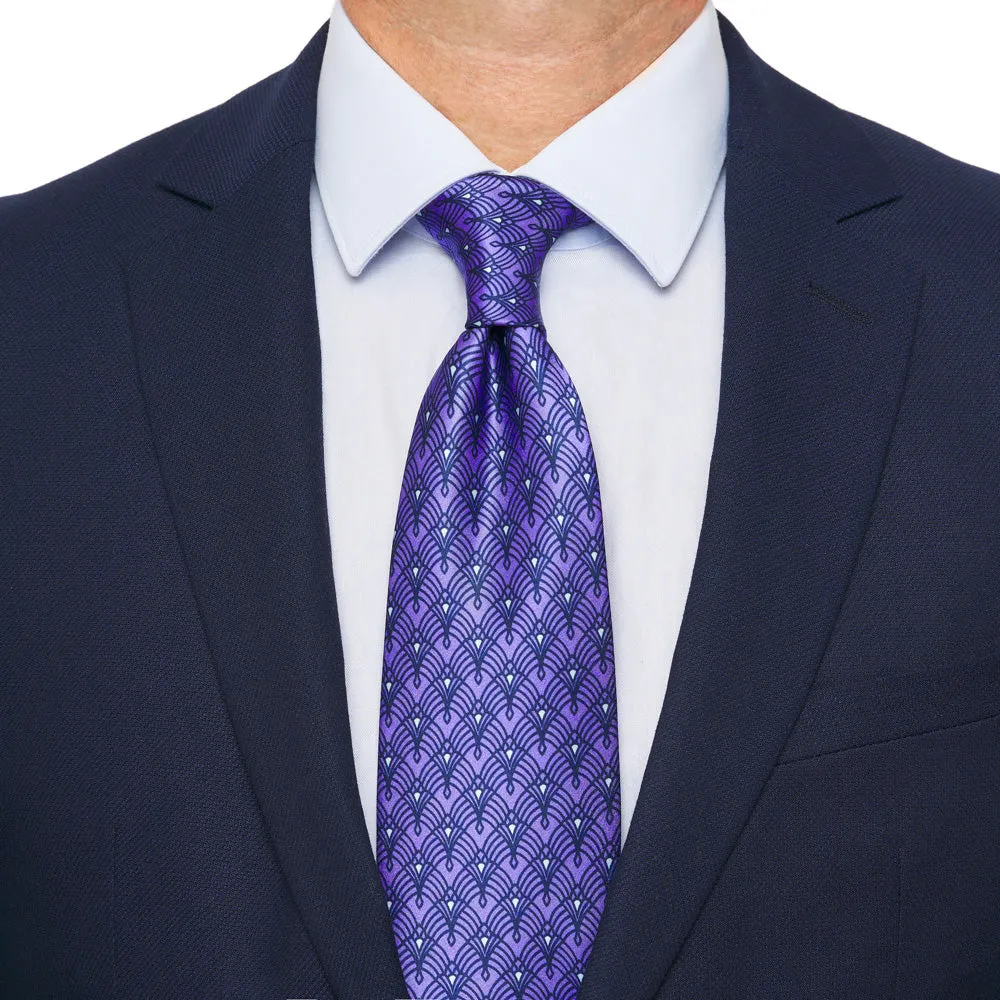Purple and Blue Lux Deco Duchesse Silk Tie