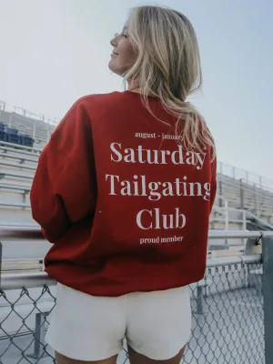Saturday Tailgating Club Red Sweatshirt (front   back)