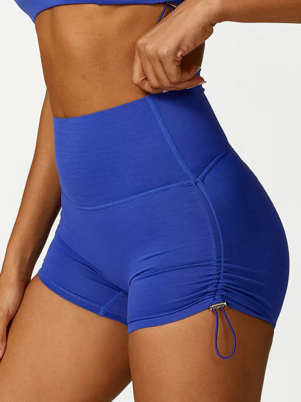 Scottie New Drawstring Yoga Wear Breathable Solid Color Running Tight Shorts