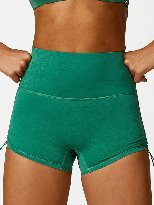 Scottie New Drawstring Yoga Wear Breathable Solid Color Running Tight Shorts