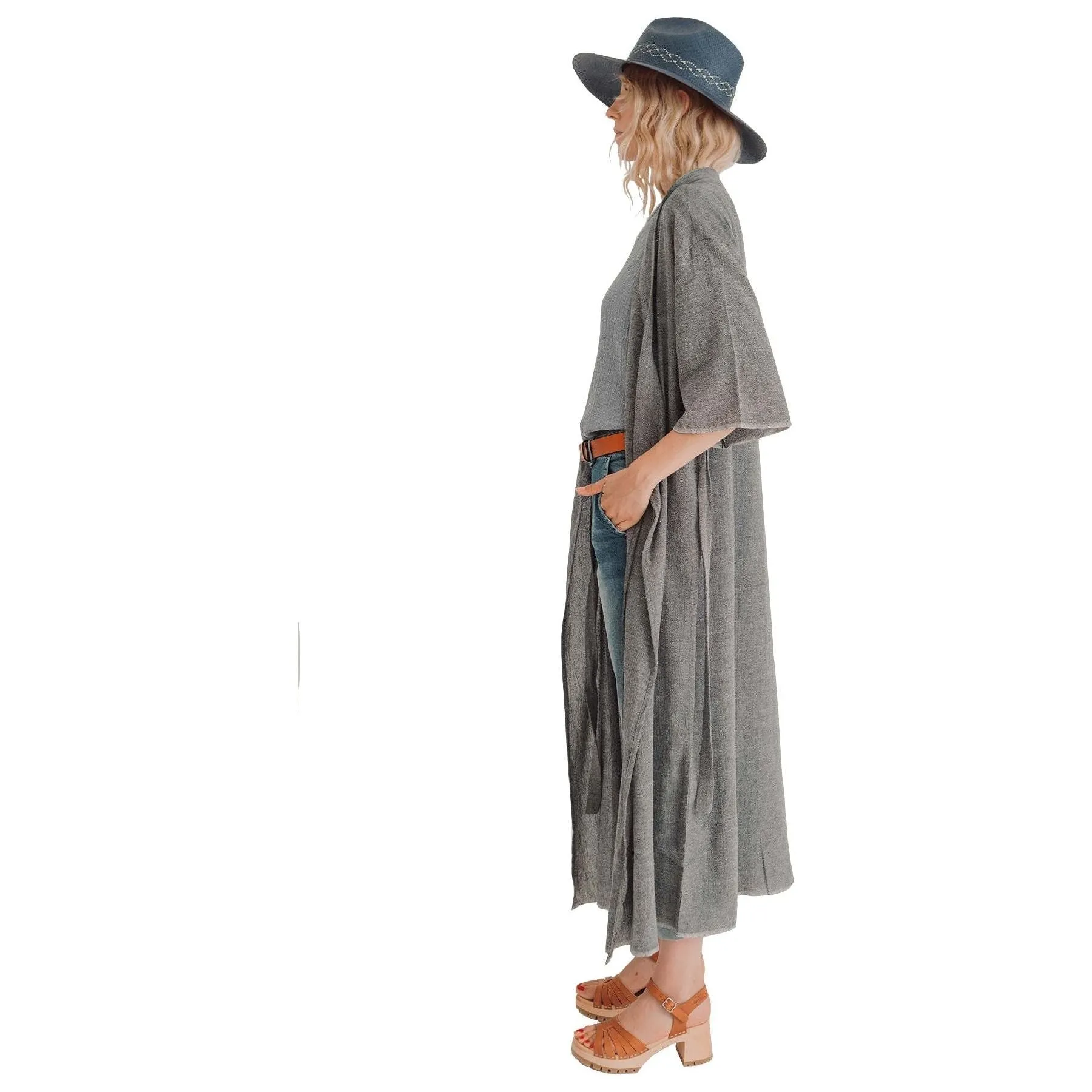 Sile Kimono Dress, Charcoal
