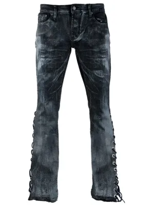 Stylish Flared Leg Lace-Up Jeans