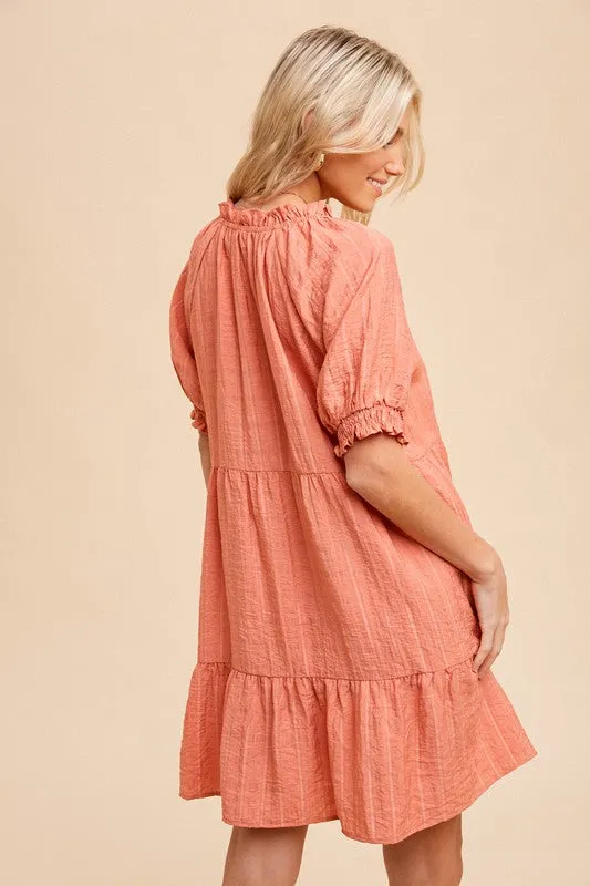 Textured Tiered Dress - ginger