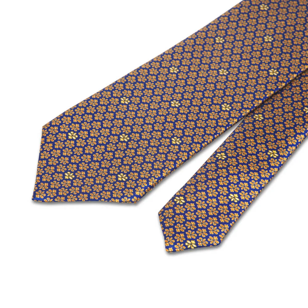 The Lily of Florence Yellow and Blue Duchesse Silk Tie
