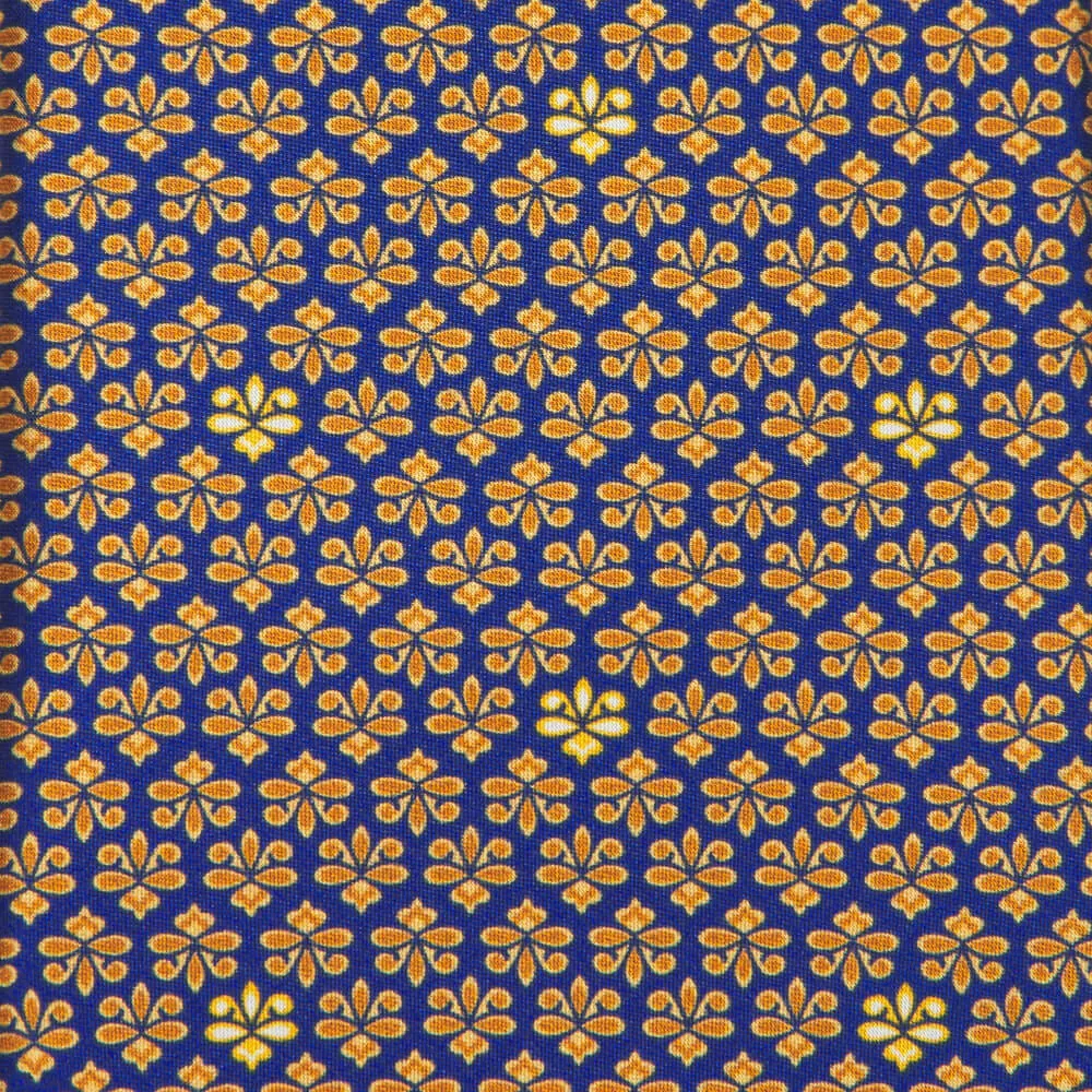 The Lily of Florence Yellow and Blue Duchesse Silk Tie