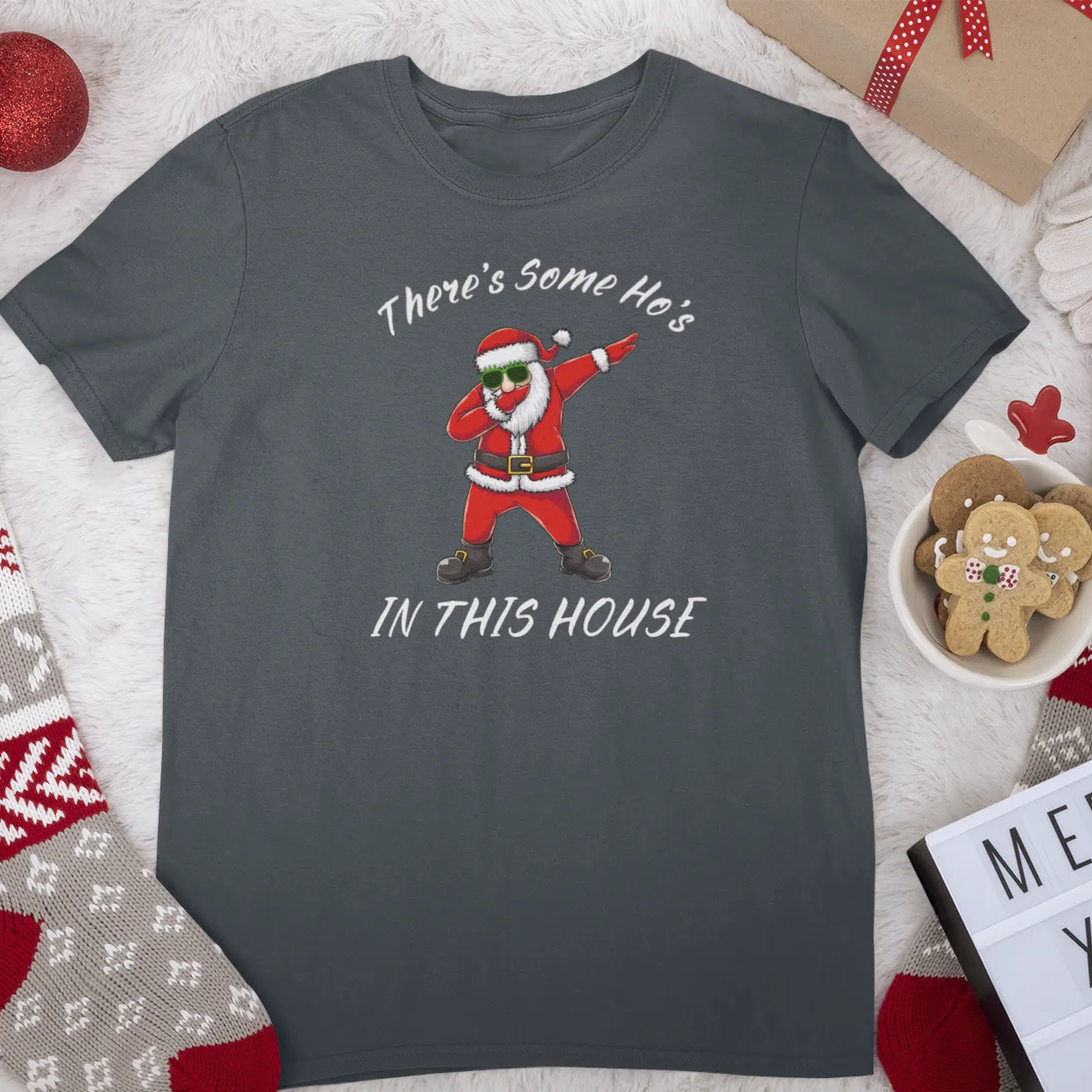 There's Some Ho's In The House, Christmas Shirt, Christmas Costume, Santa Tee, Christmas Gingerbread, Xmas Pajama Shirt, Christmas Gift