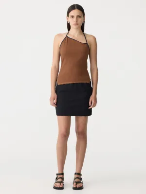 Tie Back Halter Neck Rib Tank