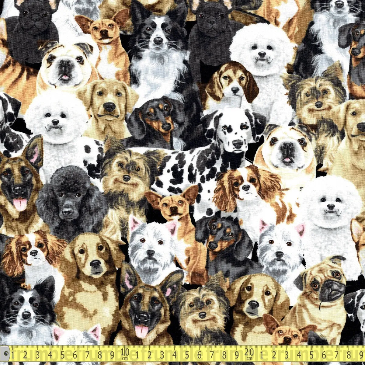 Timeless Treasures - Packed Realistic Dogs - Multi