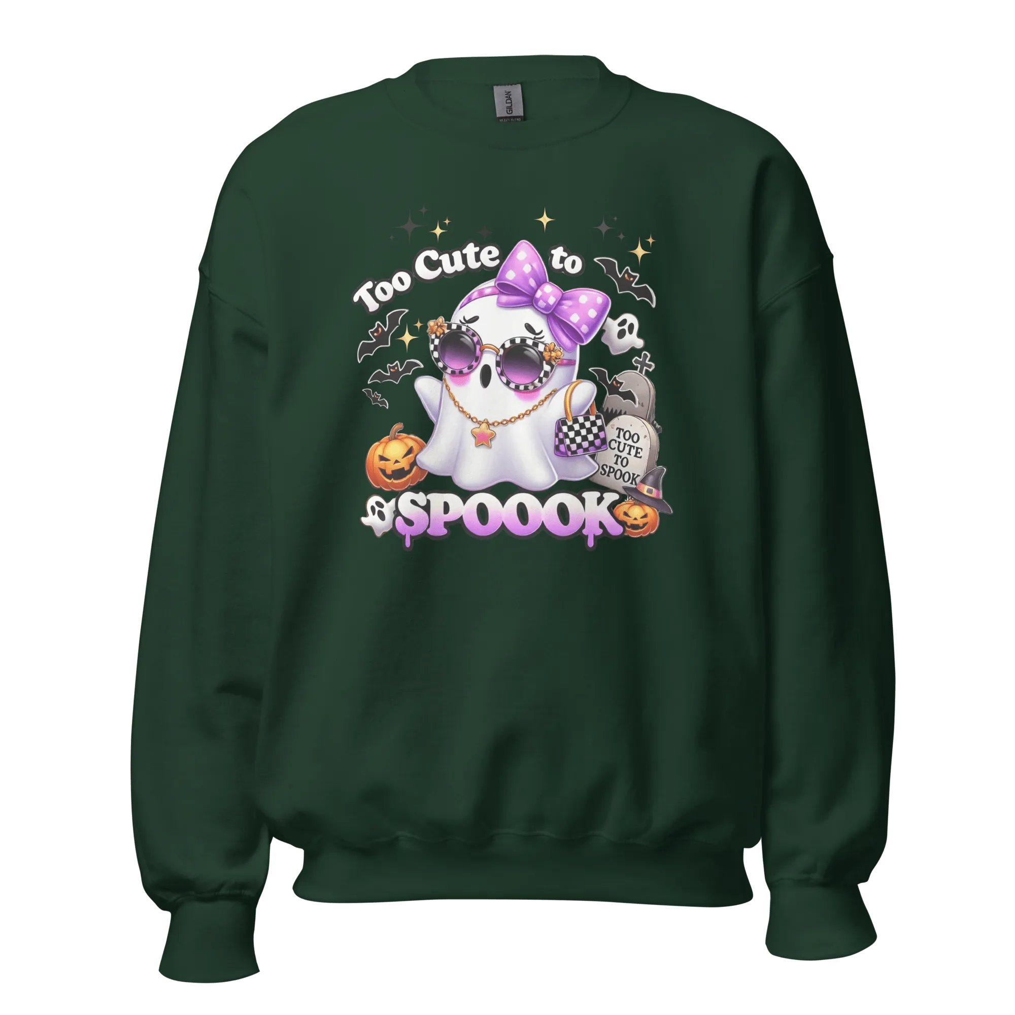 Too Cute To Spook - Halloween Sweatshirt - Fun Ghost Halloween Sweatshirt