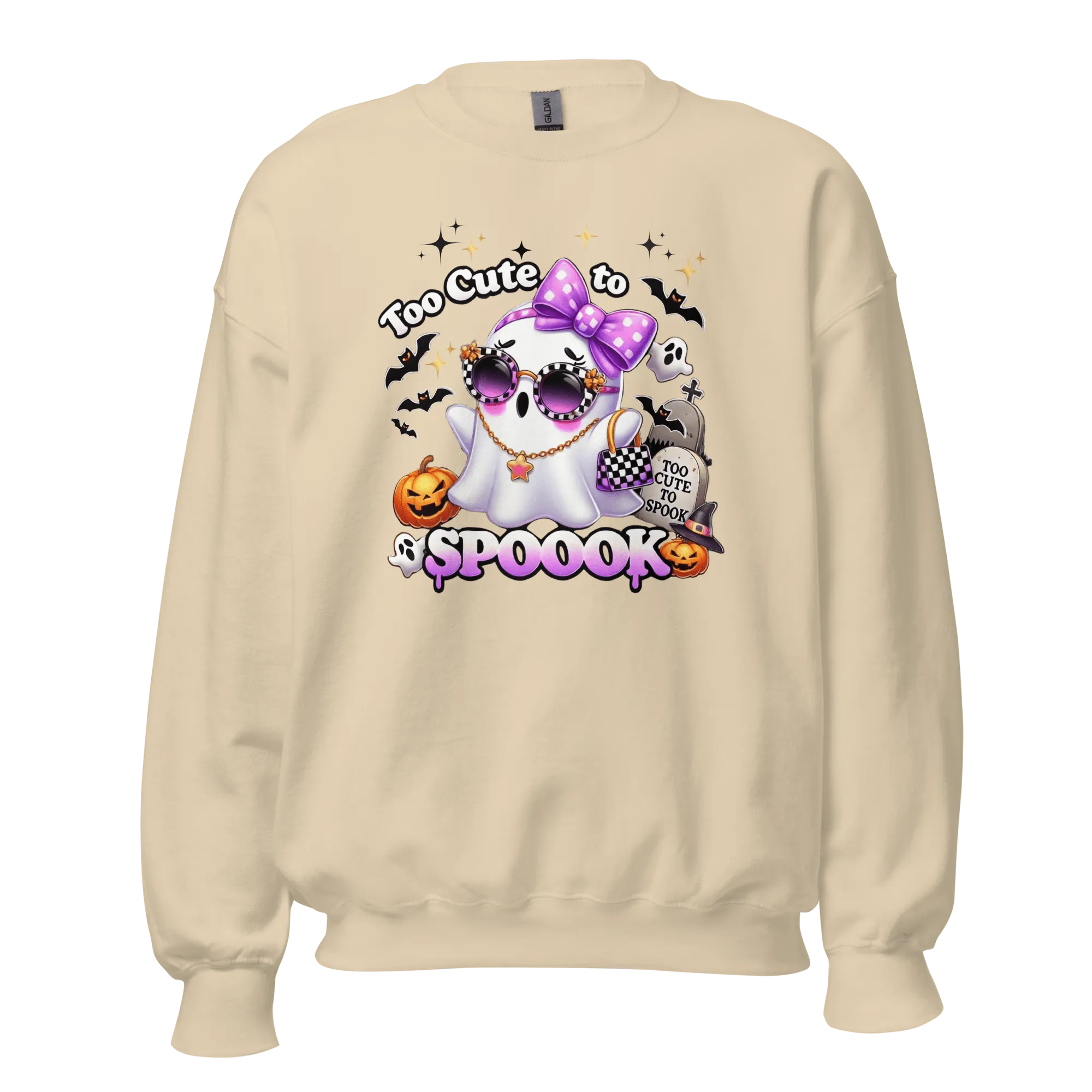 Too Cute To Spook - Halloween Sweatshirt - Fun Ghost Halloween Sweatshirt