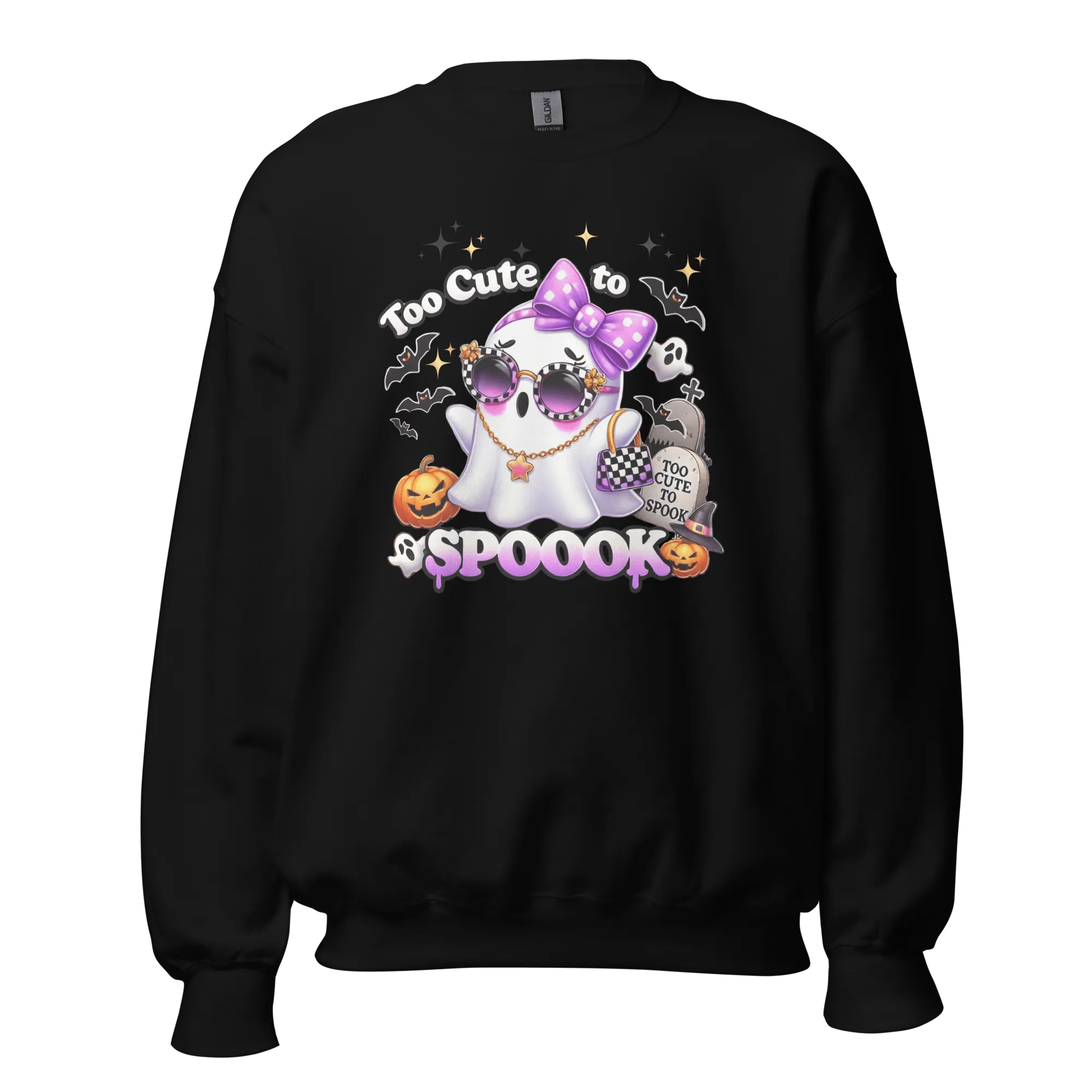 Too Cute To Spook - Halloween Sweatshirt - Fun Ghost Halloween Sweatshirt
