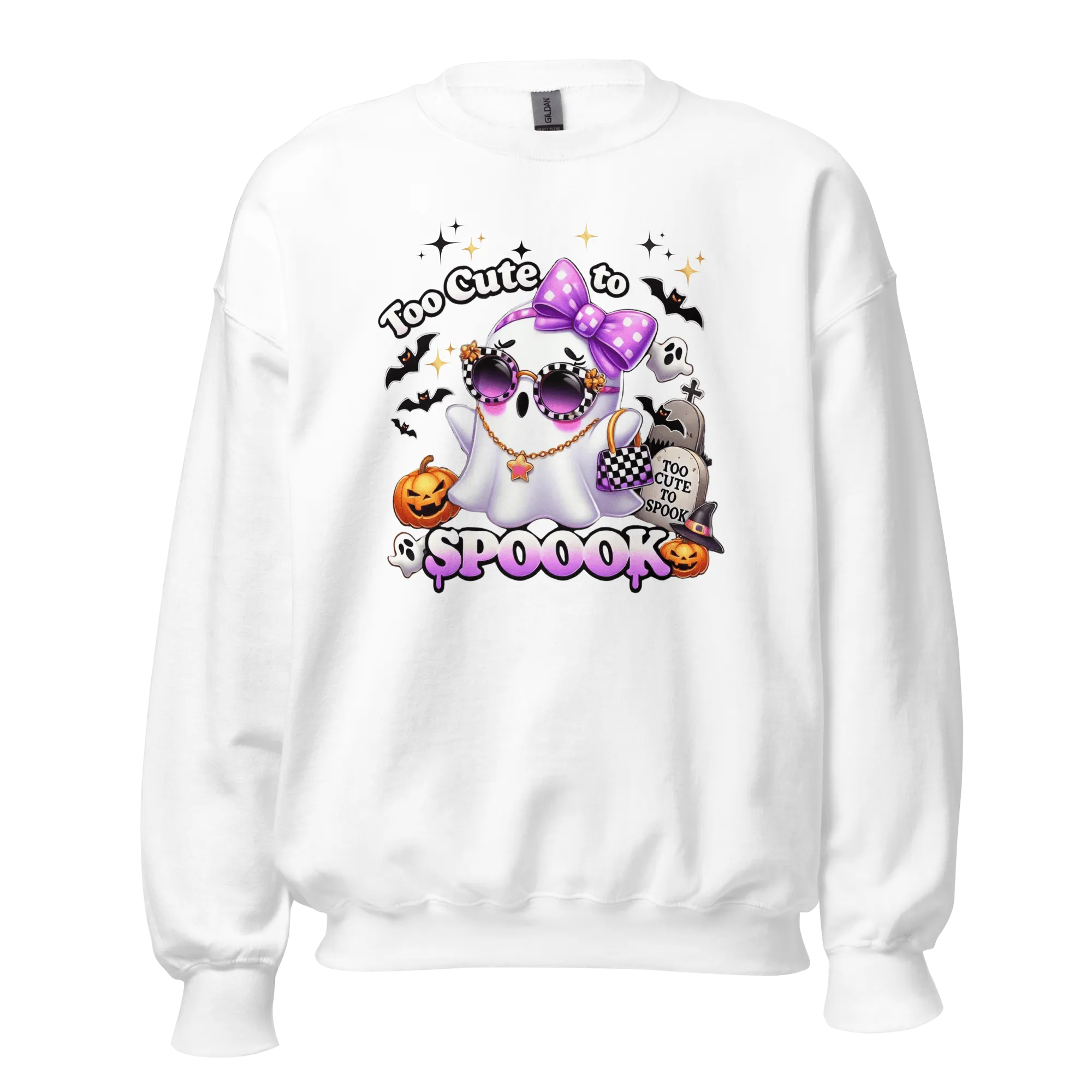 Too Cute To Spook - Halloween Sweatshirt - Fun Ghost Halloween Sweatshirt