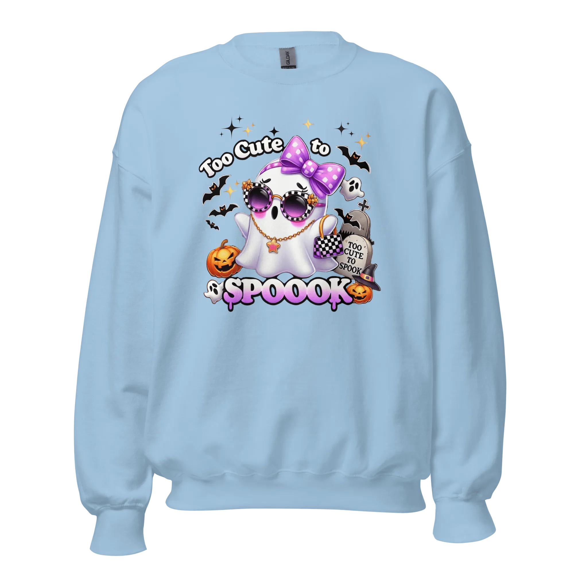 Too Cute To Spook - Halloween Sweatshirt - Fun Ghost Halloween Sweatshirt
