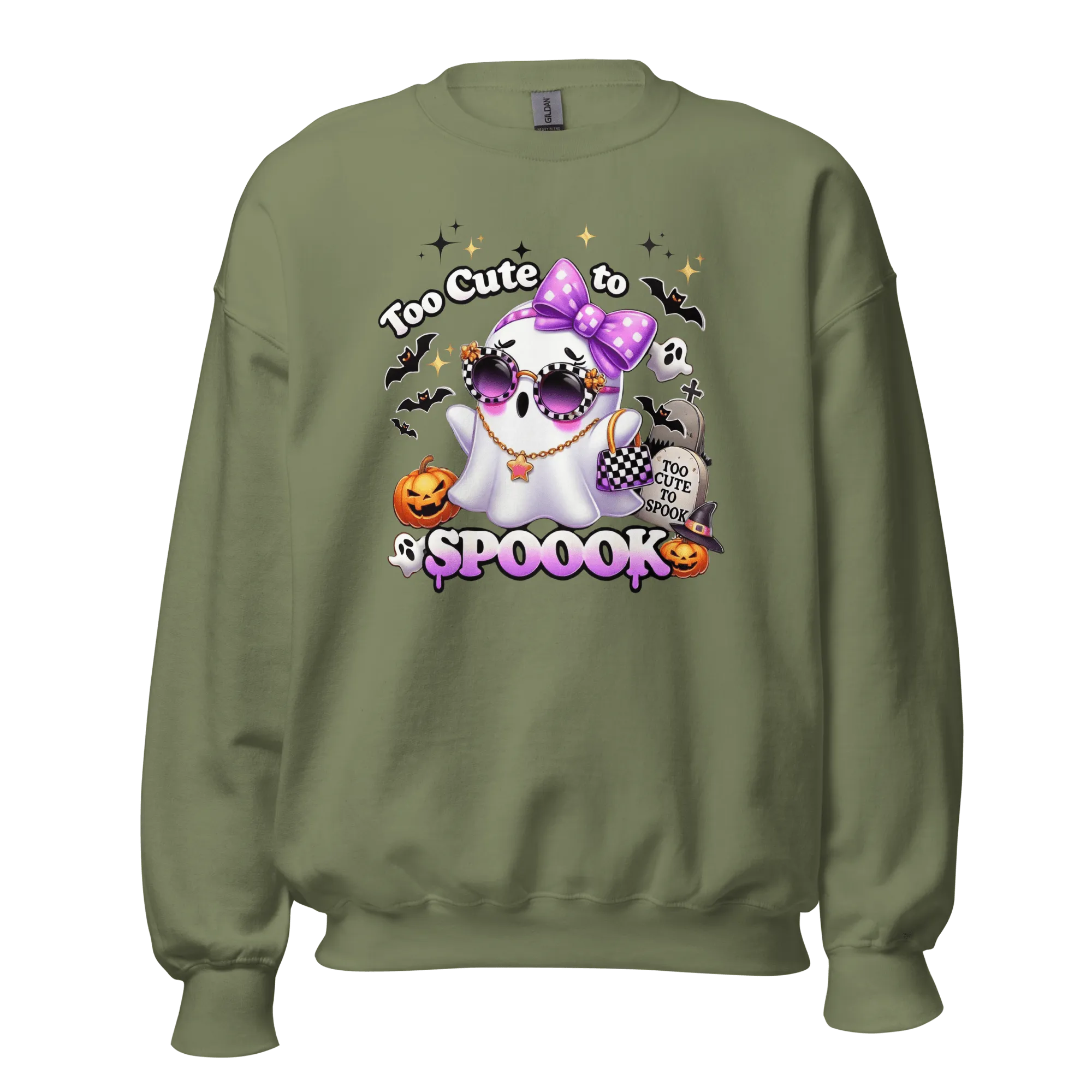 Too Cute To Spook - Halloween Sweatshirt - Fun Ghost Halloween Sweatshirt