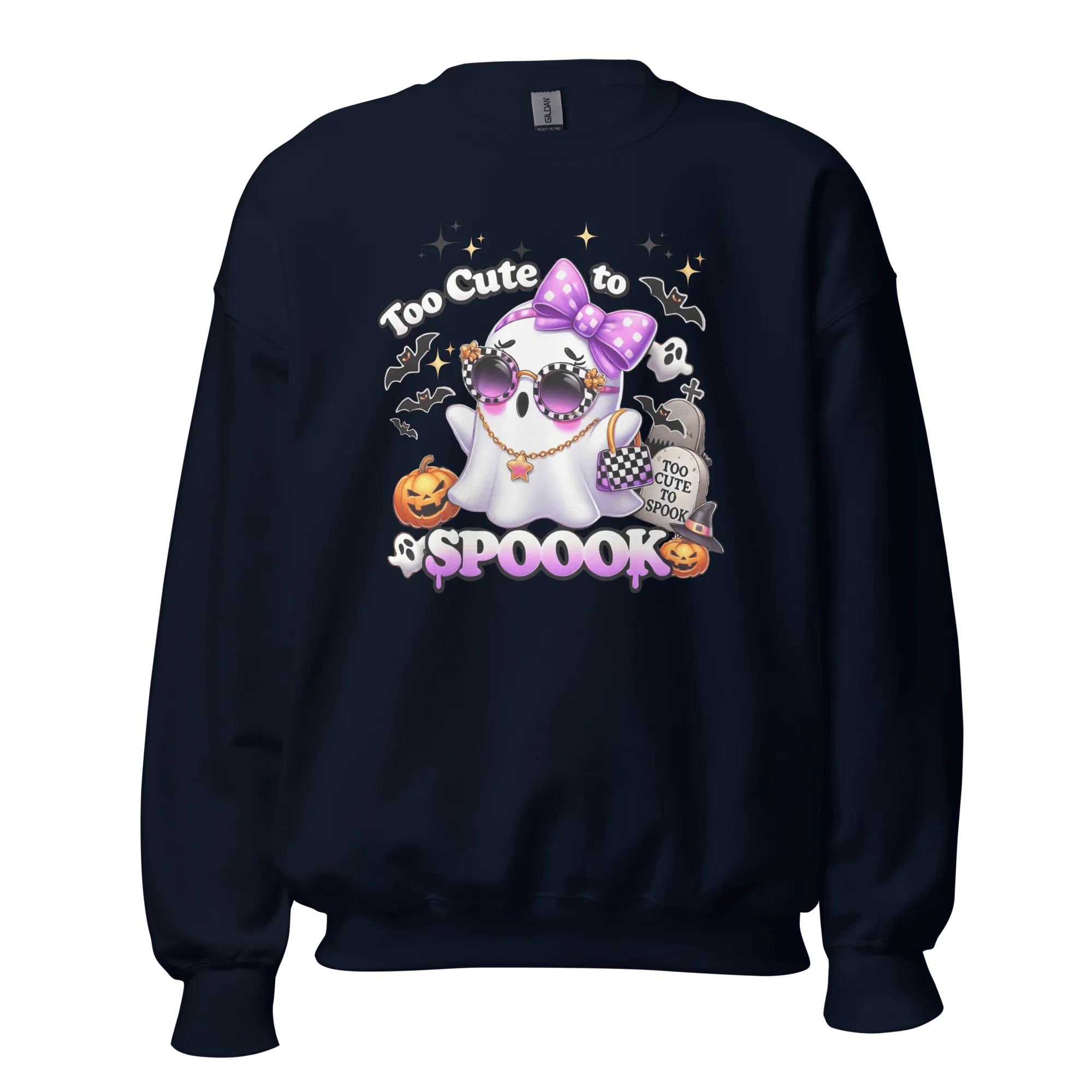 Too Cute To Spook - Halloween Sweatshirt - Fun Ghost Halloween Sweatshirt