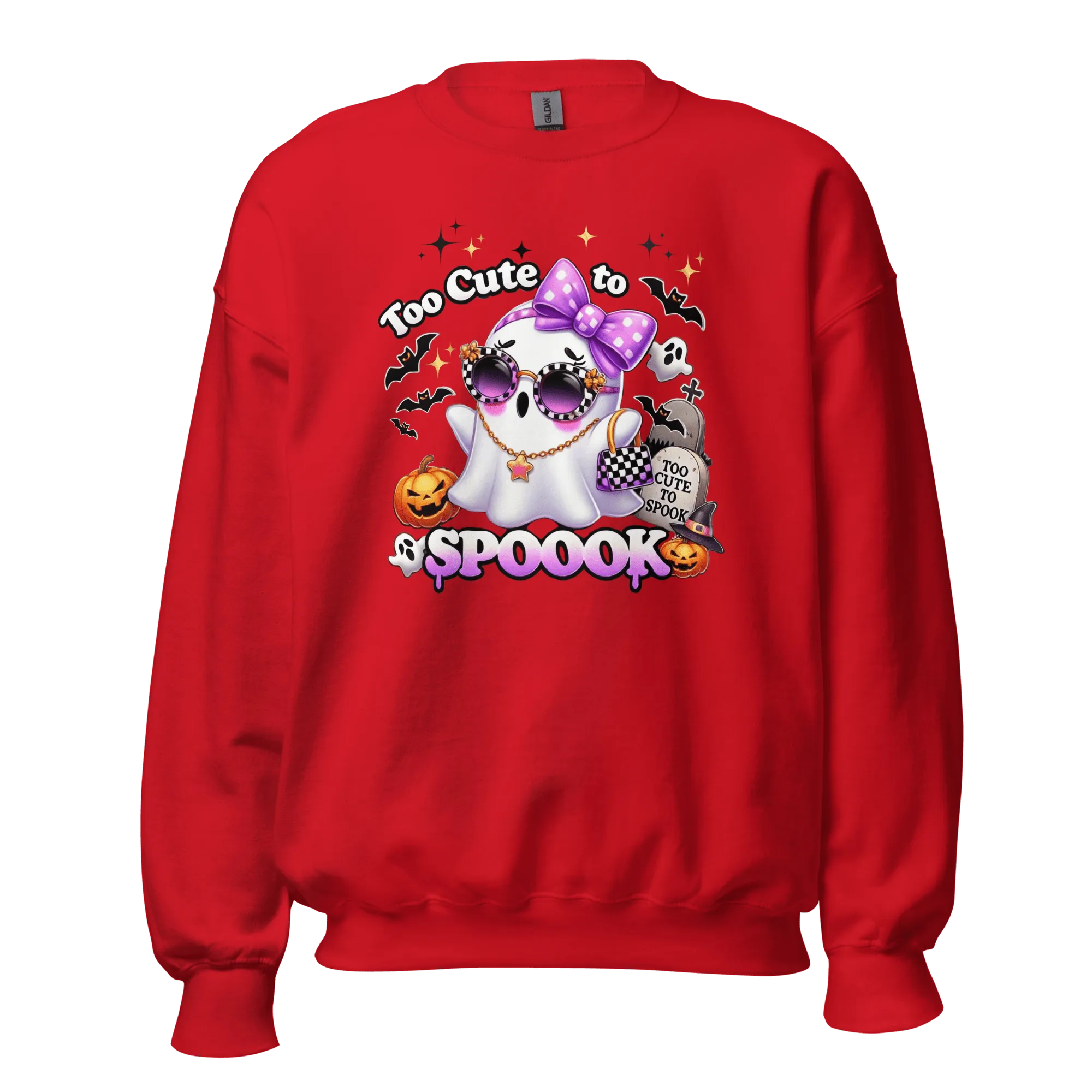 Too Cute To Spook - Halloween Sweatshirt - Fun Ghost Halloween Sweatshirt