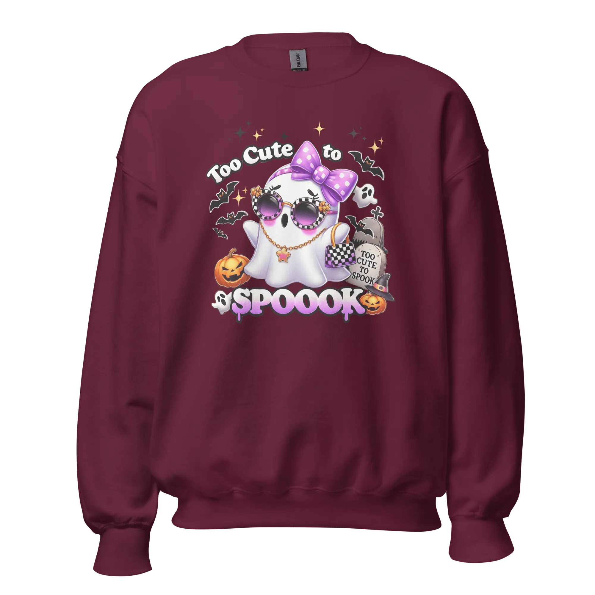 Too Cute To Spook - Halloween Sweatshirt - Fun Ghost Halloween Sweatshirt