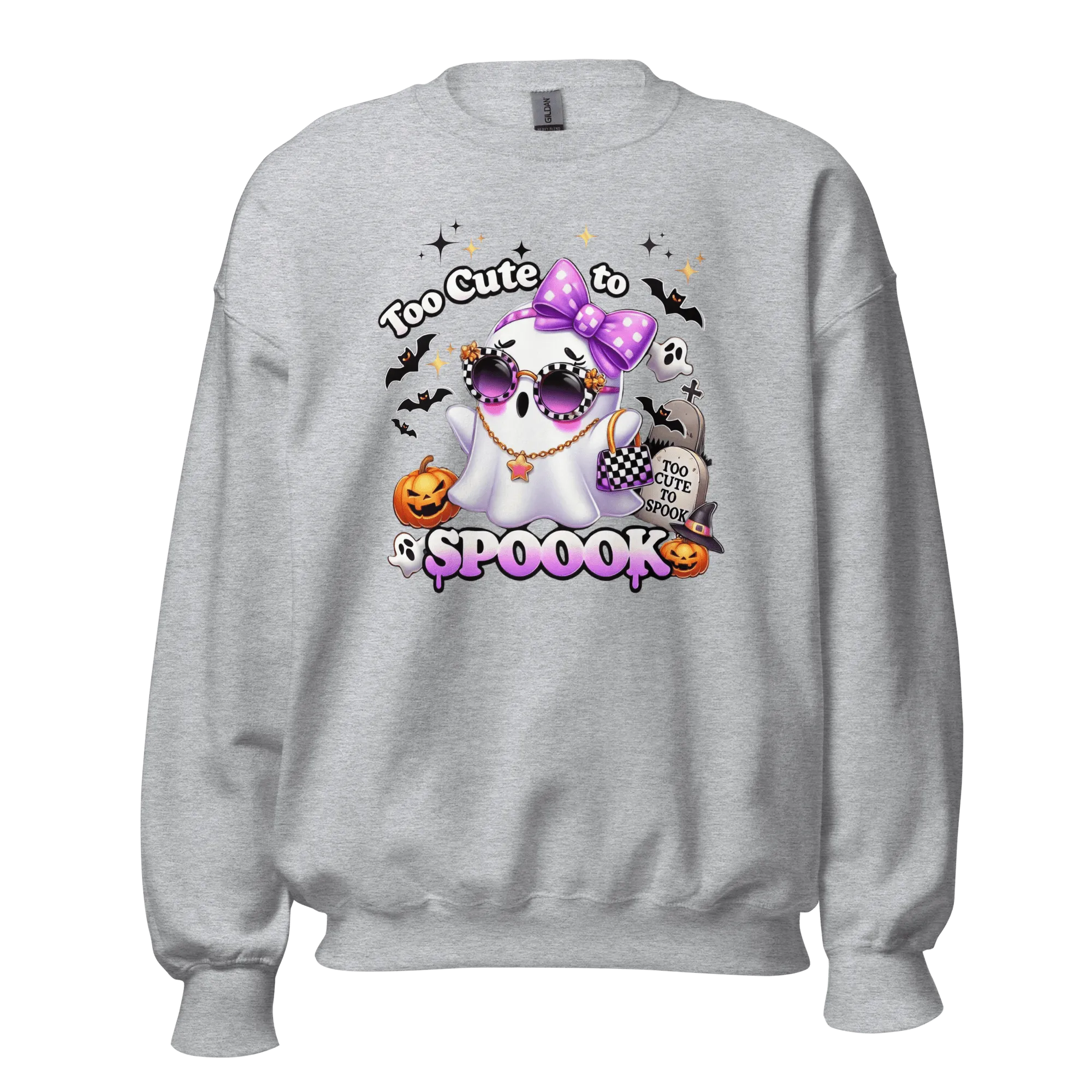 Too Cute To Spook - Halloween Sweatshirt - Fun Ghost Halloween Sweatshirt