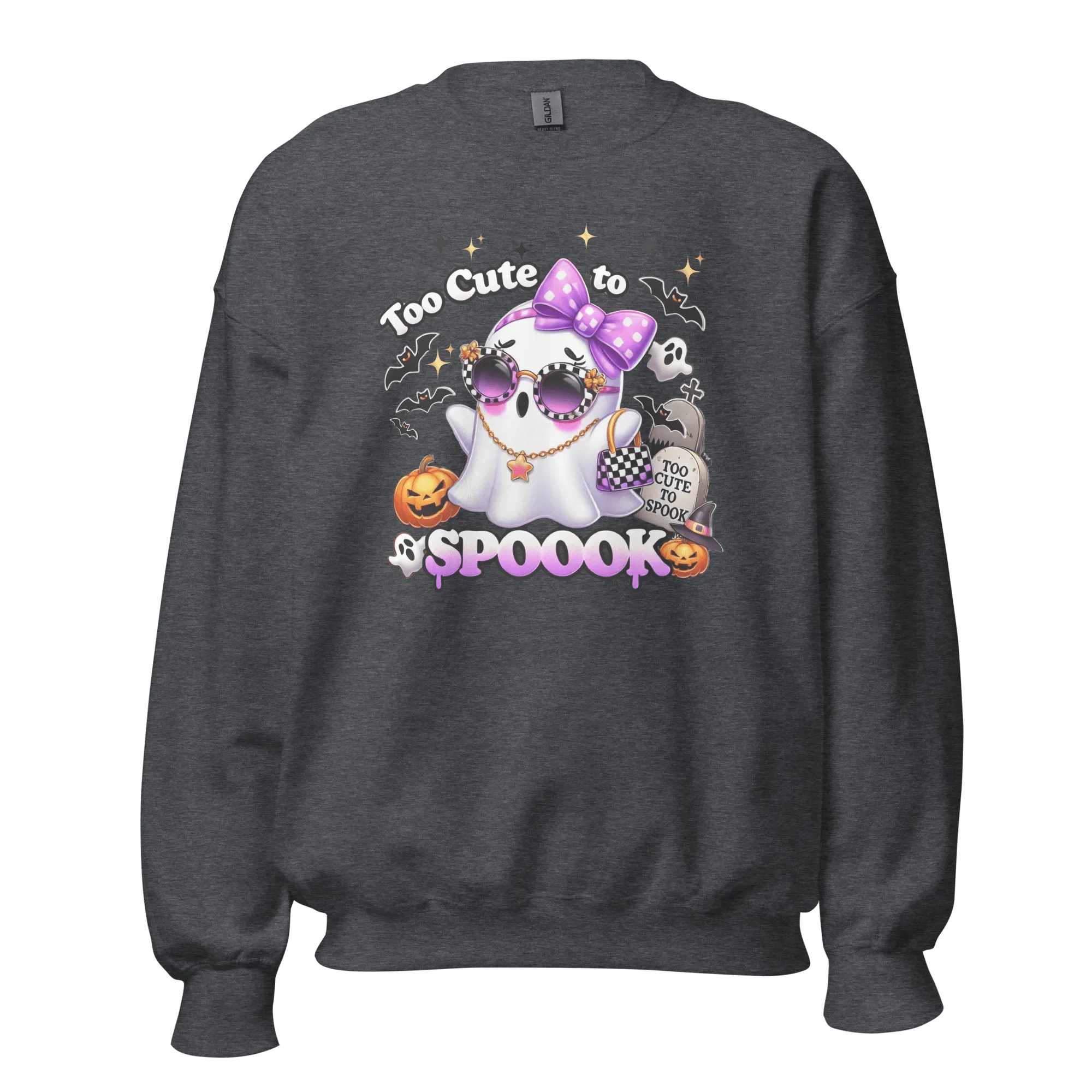 Too Cute To Spook - Halloween Sweatshirt - Fun Ghost Halloween Sweatshirt