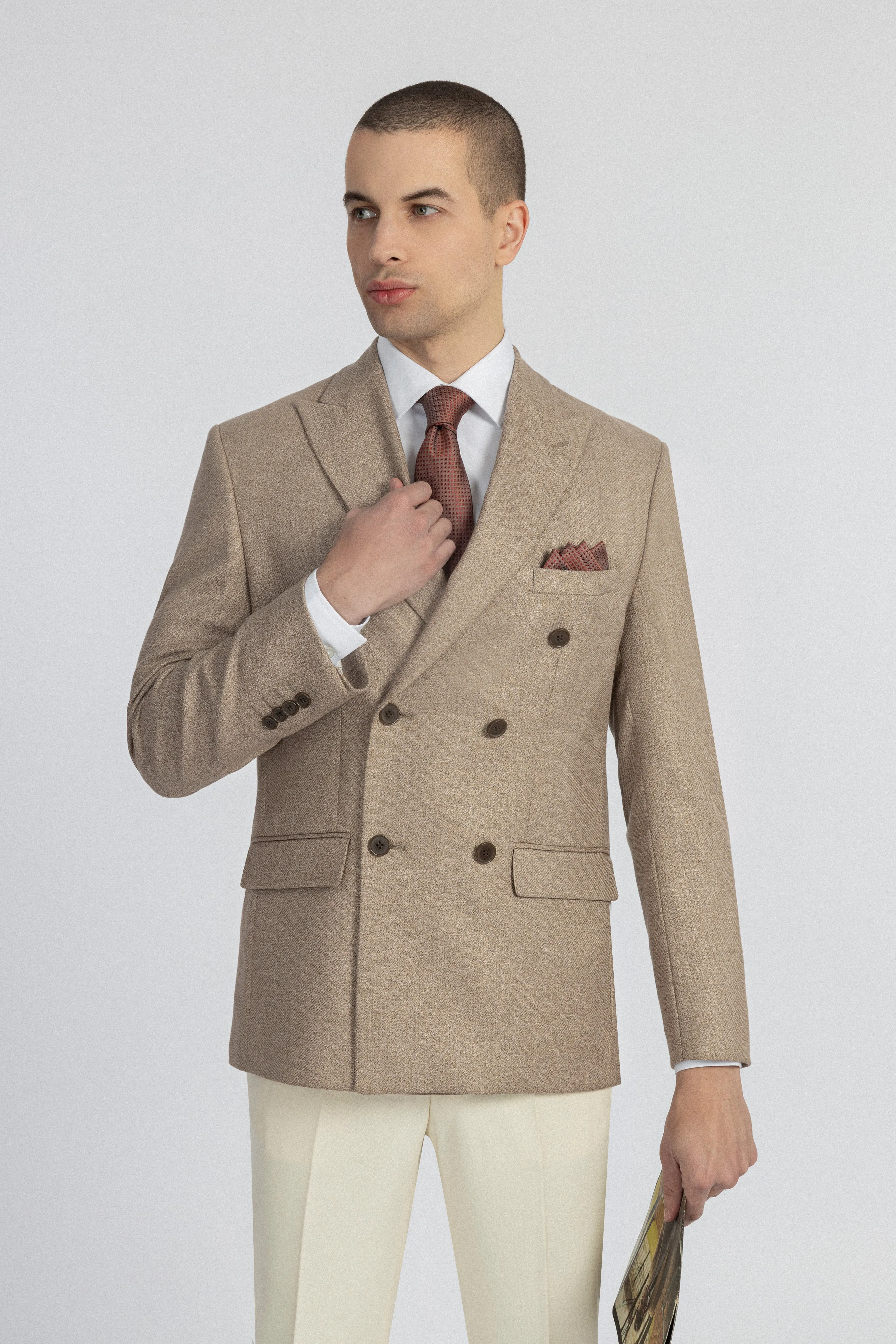 Tweed Patterned Mushroom Brown Suite