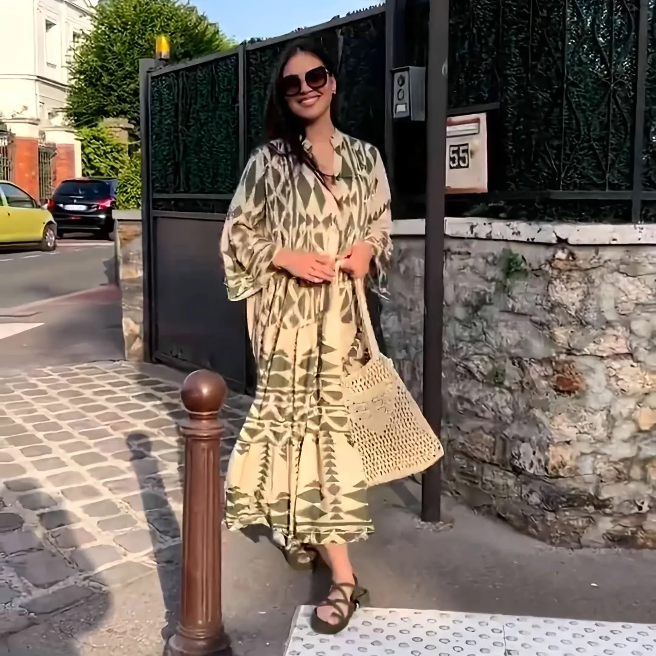 Vestido Jave Boho Longo com Botões