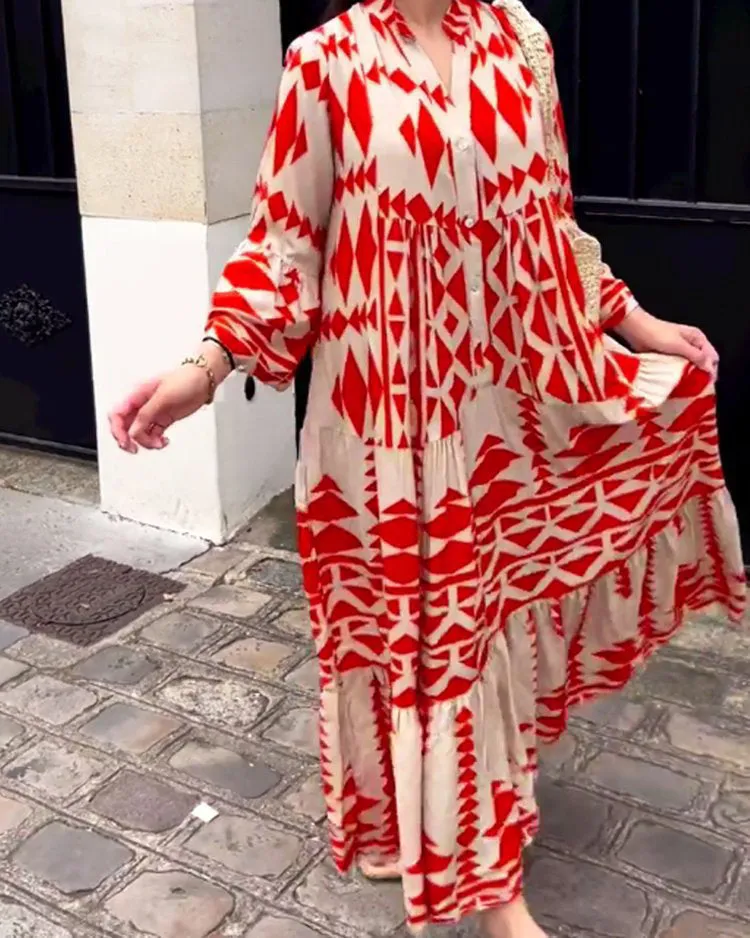Vestido Jave Boho Longo com Botões