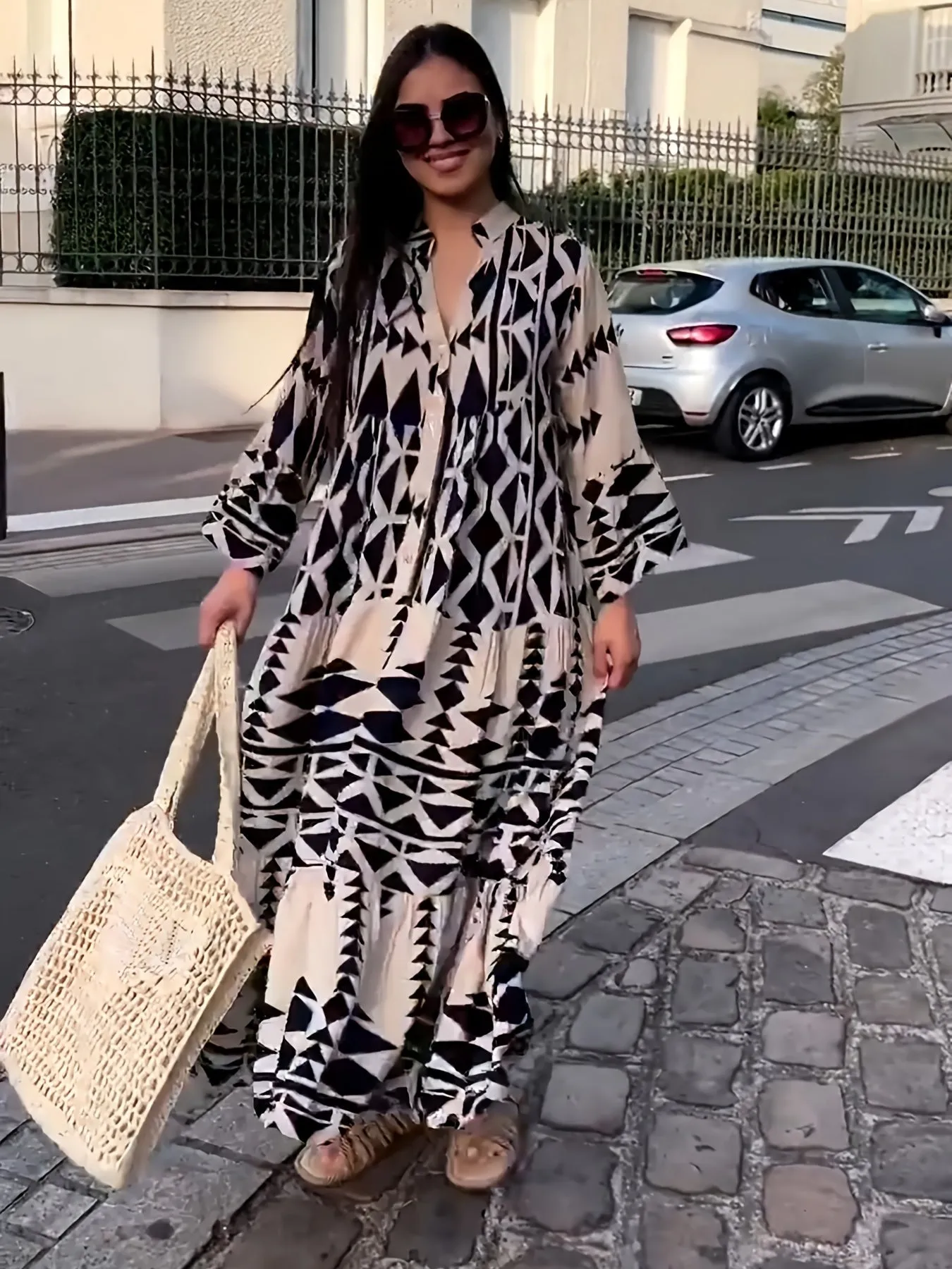 Vestido Jave Boho Longo com Botões