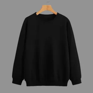Vimal Jonney Black Solid Round Neck Cotton Fleece Sweatshirt for Men