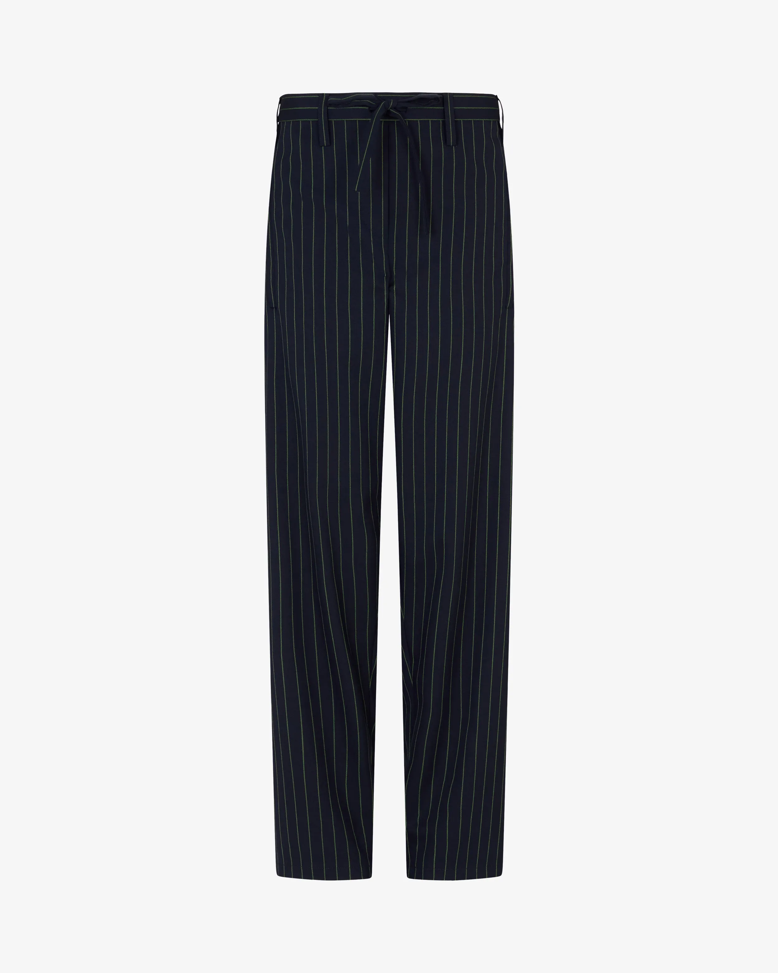 Wool Pinstripe Utility Trouser - Navy/Green